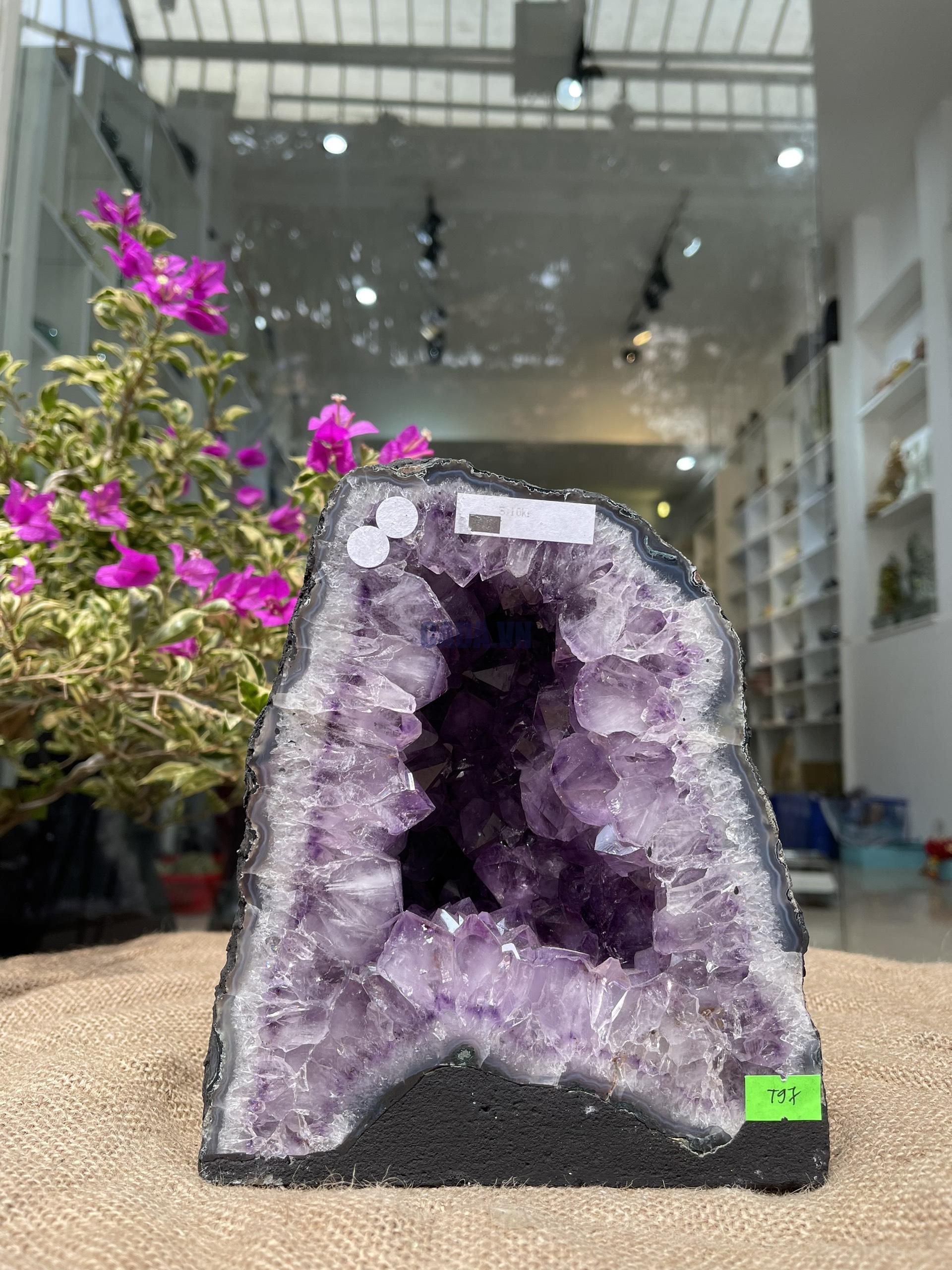 Hốc Thạch Anh Tím - Amethyst Geode (T97), KT: 20x17.5CM, KL: 5.1KG