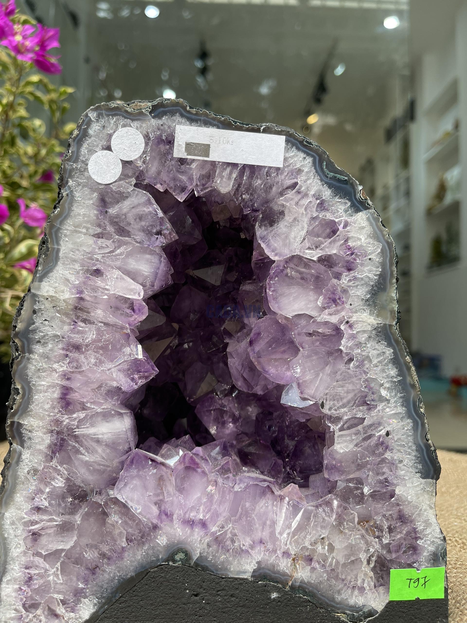 Hốc Thạch Anh Tím - Amethyst Geode (T97), KT: 20x17.5CM, KL: 5.1KG