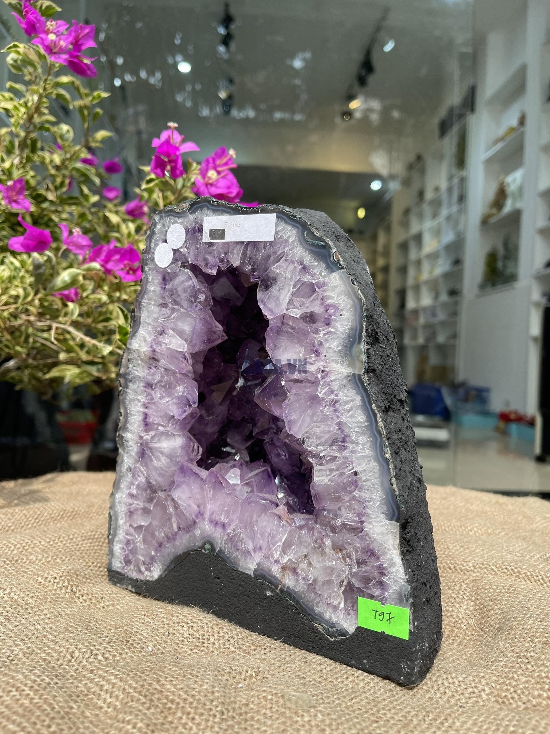 Hốc Thạch Anh Tím - Amethyst Geode (T97), KT: 20x17.5CM, KL: 5.1KG