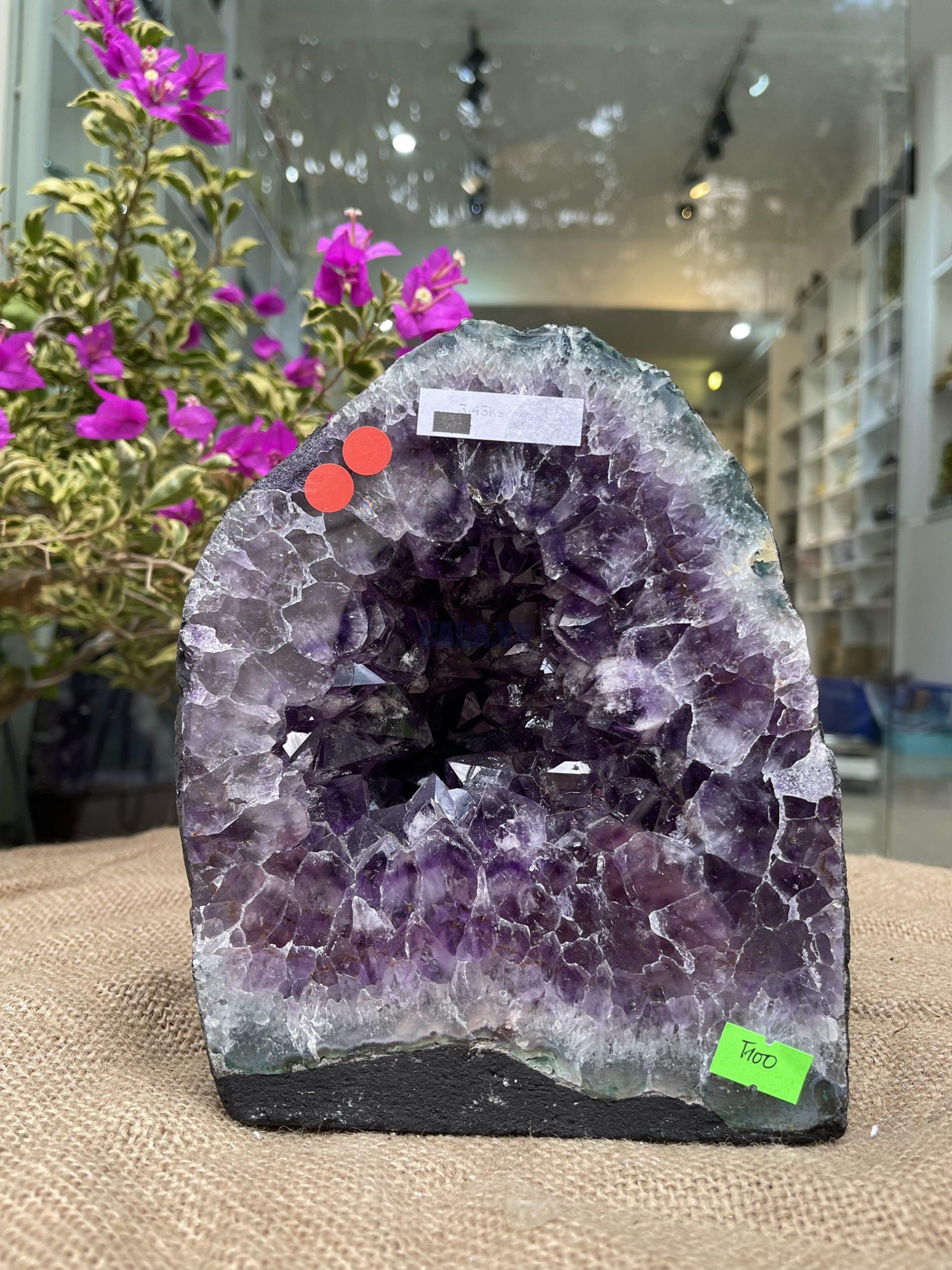 Hốc Thạch Anh Tím - Amethyst Geode (T100), KT: 19.5x16CM, KL: 3.45KG