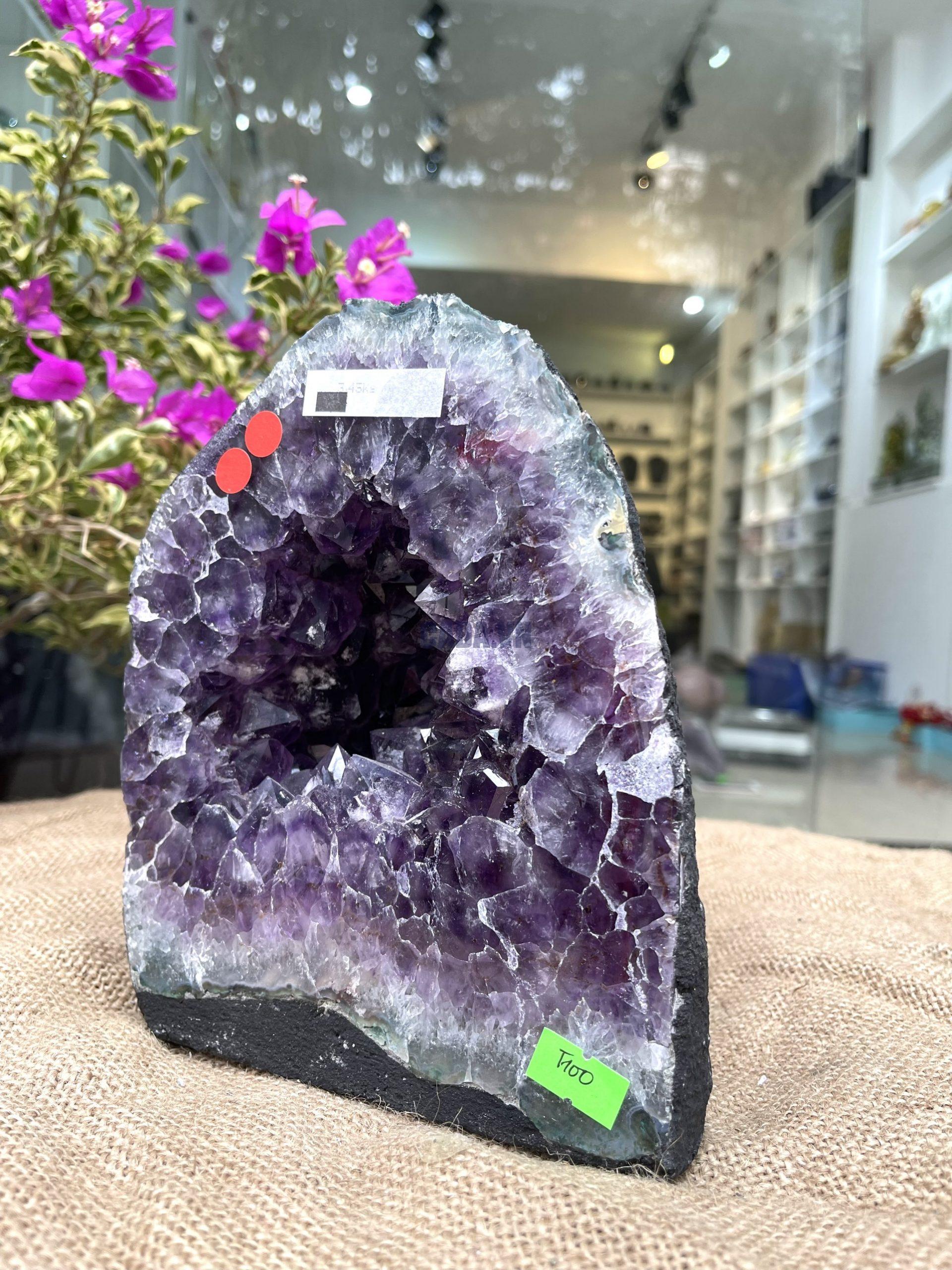 Hốc Thạch Anh Tím - Amethyst Geode (T100), KT: 19.5x16CM, KL: 3.45KG