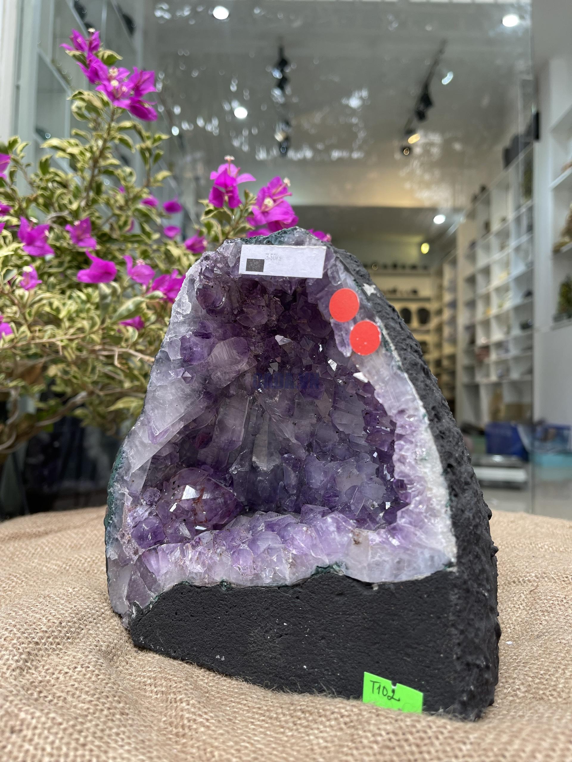 Hốc Thạch Anh Tím - Amethyst Geode (T102), KT: 17.5x17.5CM, KL: 3.5KG