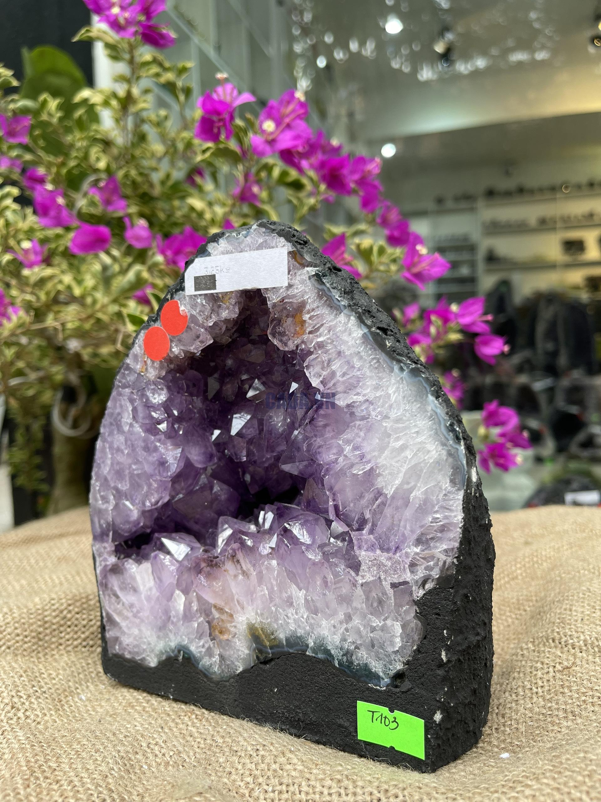 Hốc Thạch Anh Tím - Amethyst Geode (T103), KT: 16.5x14.5CM, KL: 3.25KG