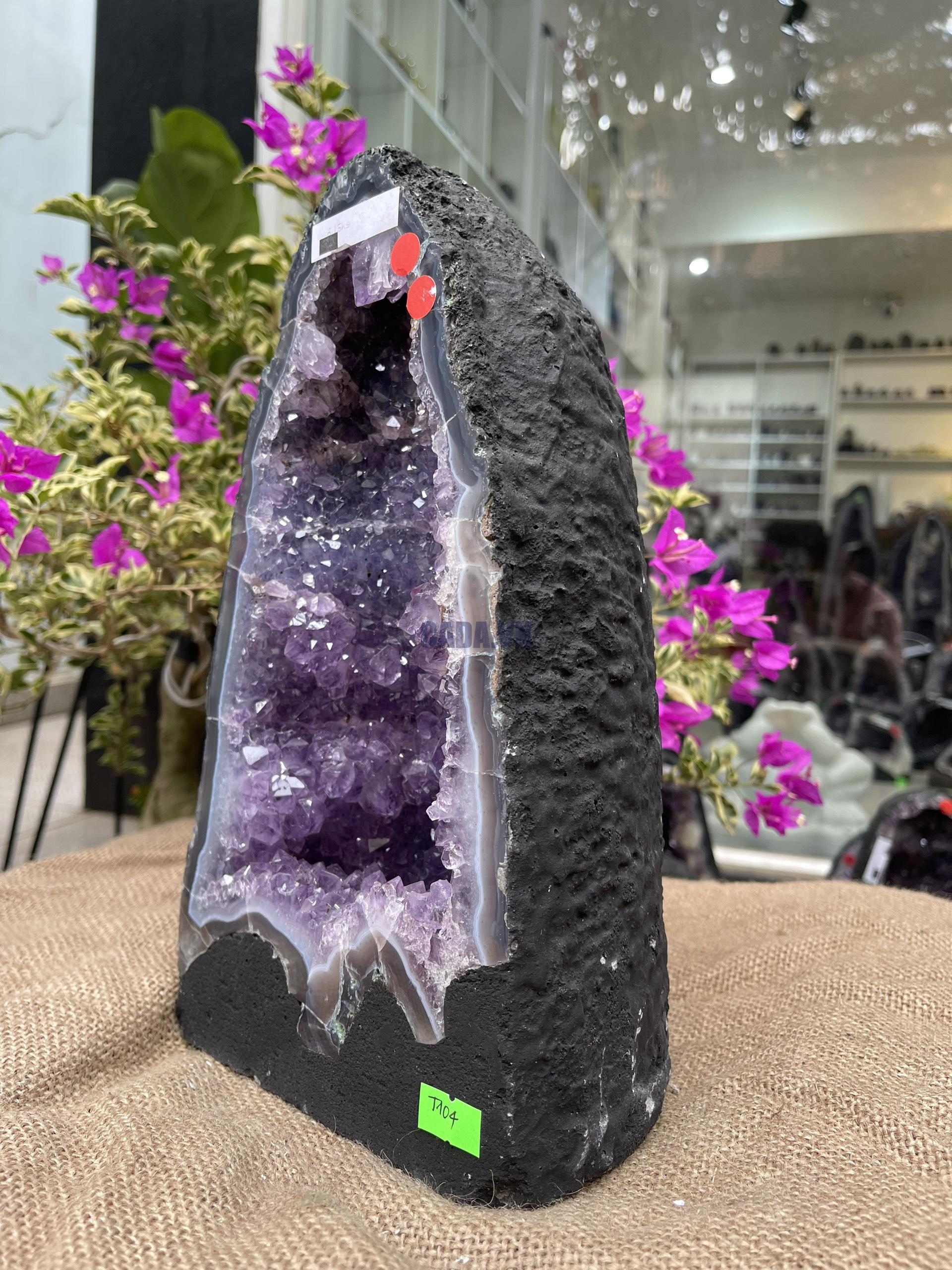 Hốc Thạch Anh Tím - Amethyst Geode (T104), KT: 30x16CM, KL: 6.15KG