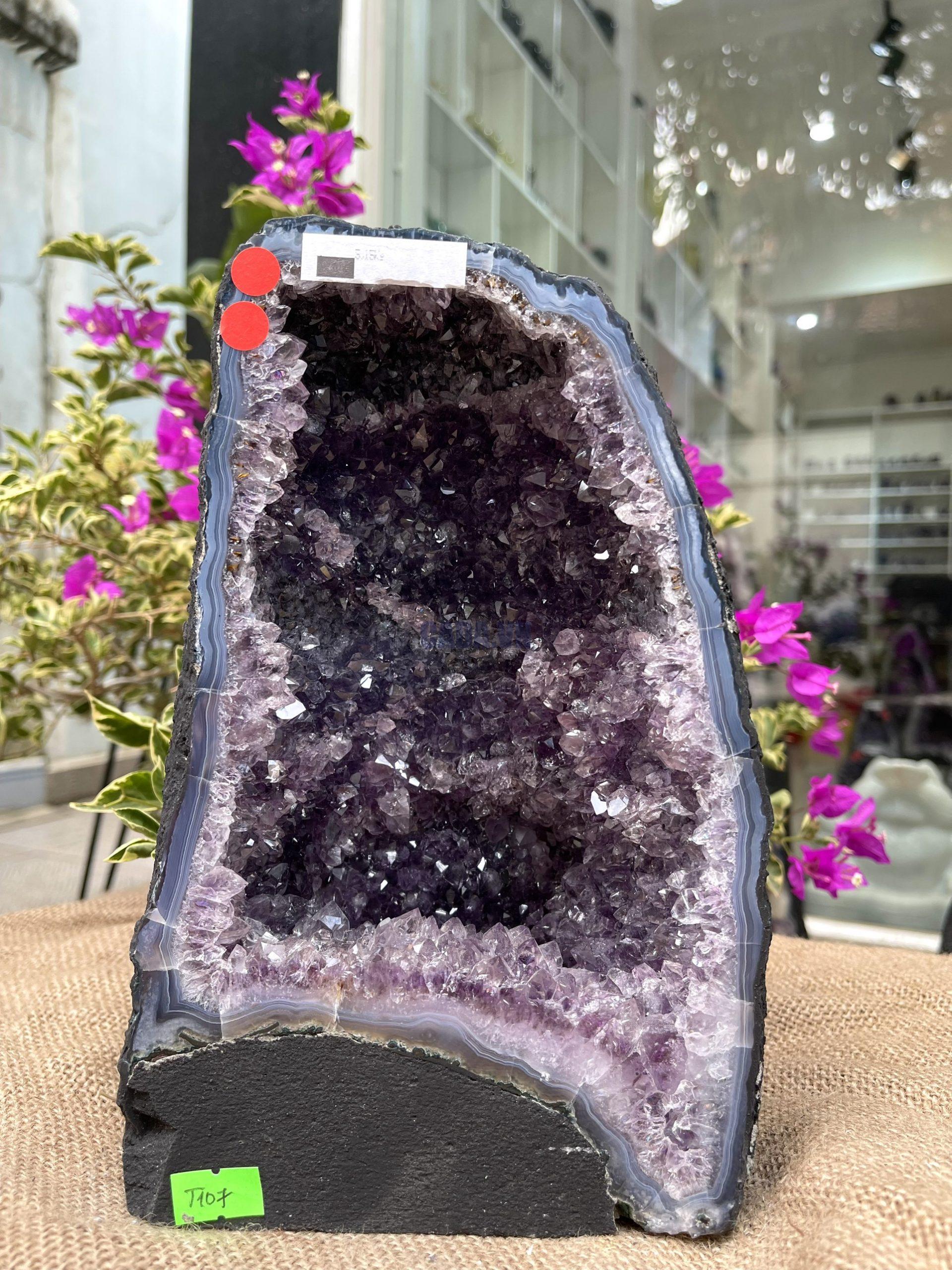 Hốc Thạch Anh Tím - Amethyst Geode (T107), KT: 24.5x15.5CM, KL: 5.15KG