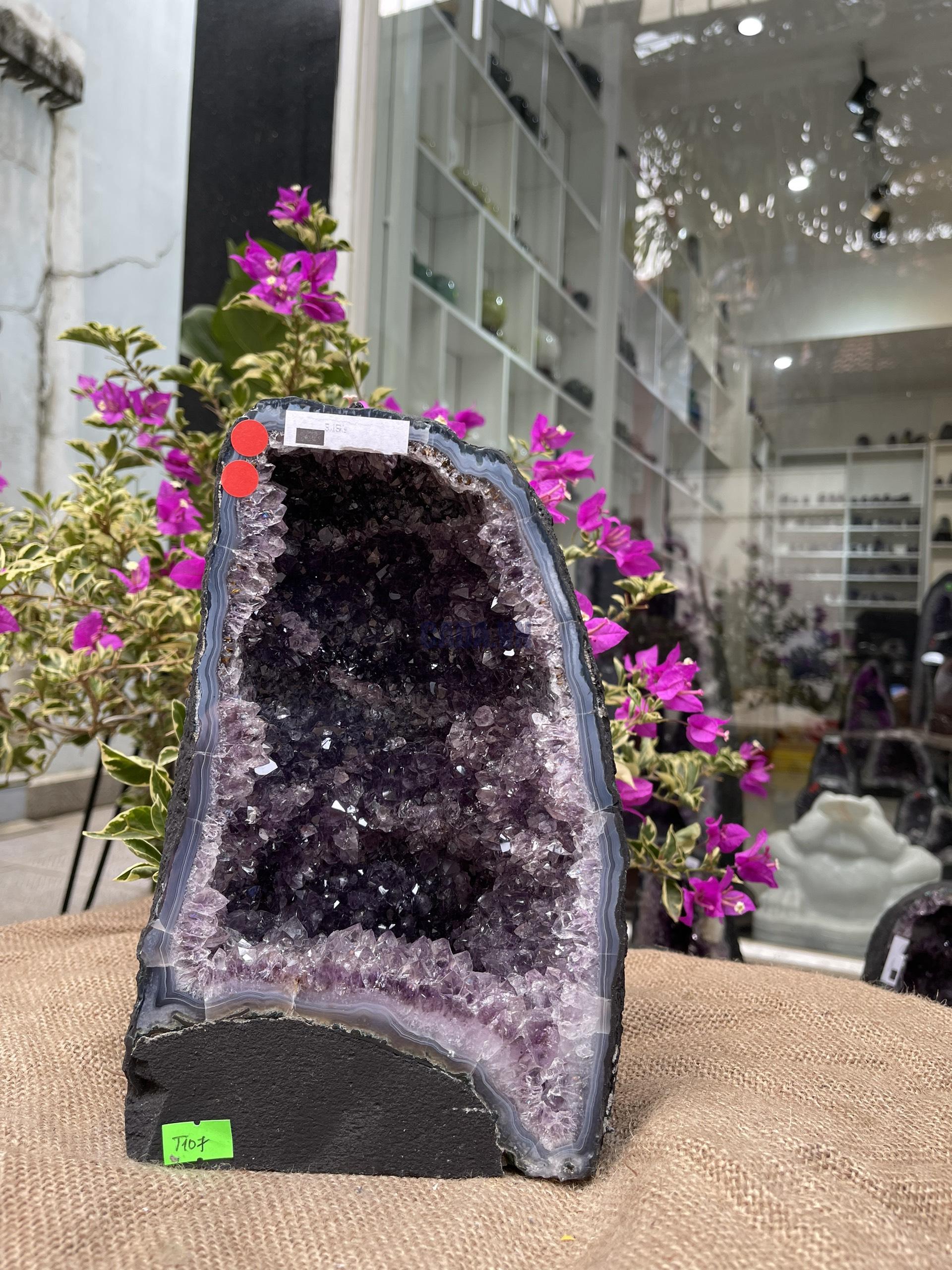 Hốc Thạch Anh Tím - Amethyst Geode (T107), KT: 24.5x15.5CM, KL: 5.15KG