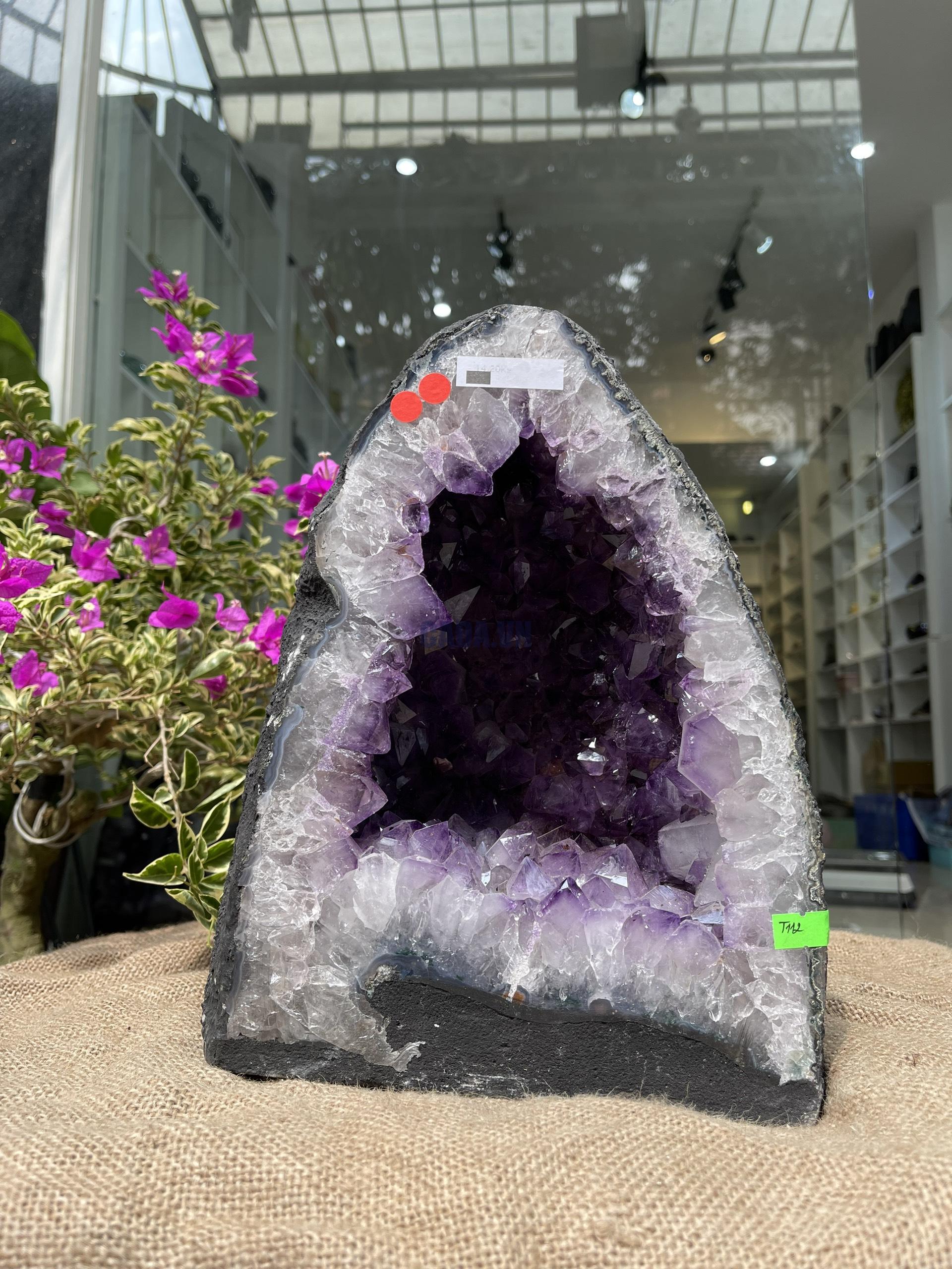 Hốc Thạch Anh Tím - Amethyst Geode (T112), KT: 29x21CM, KL: 14.2KG