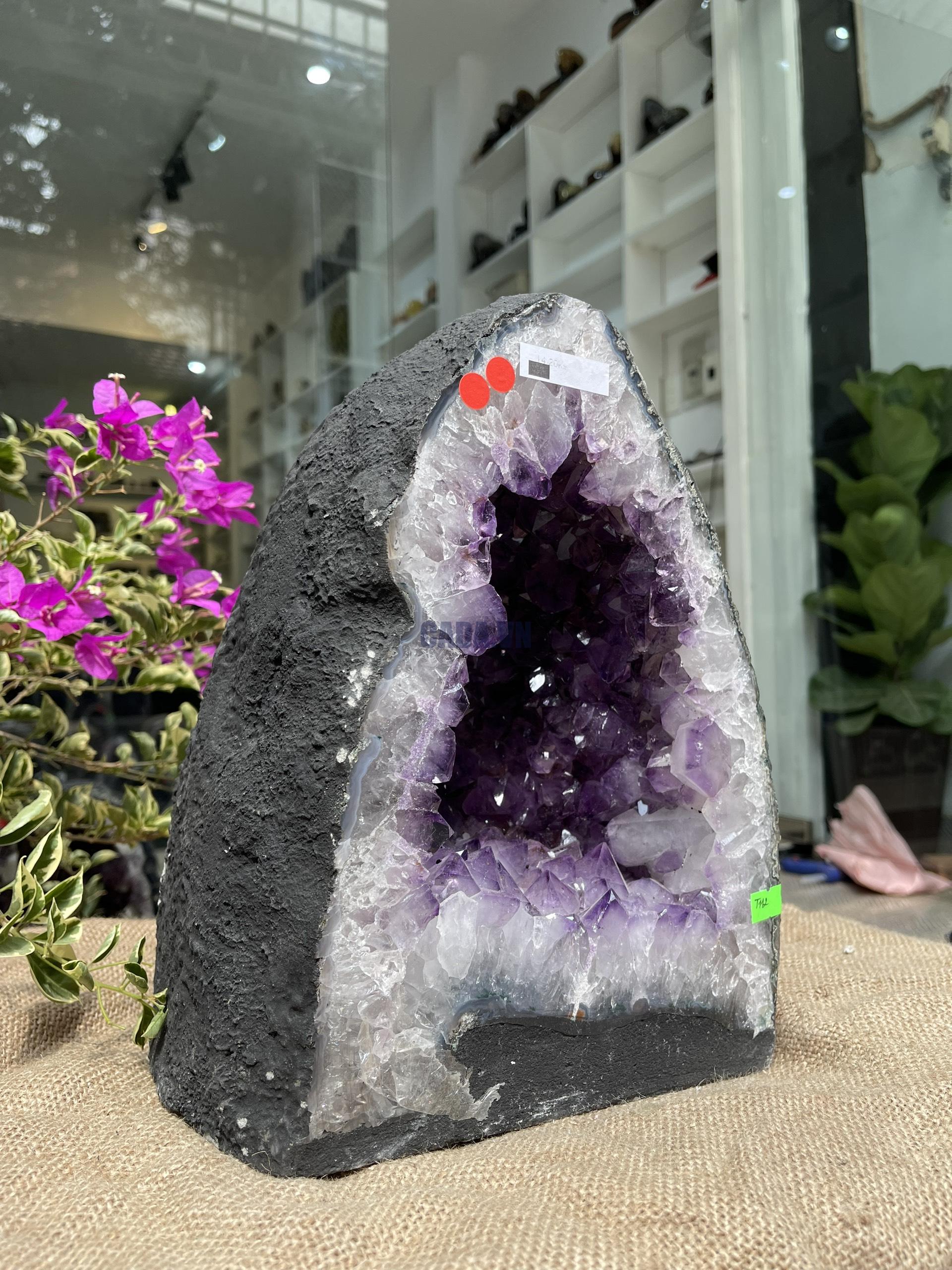 Hốc Thạch Anh Tím - Amethyst Geode (T112), KT: 29x21CM, KL: 14.2KG