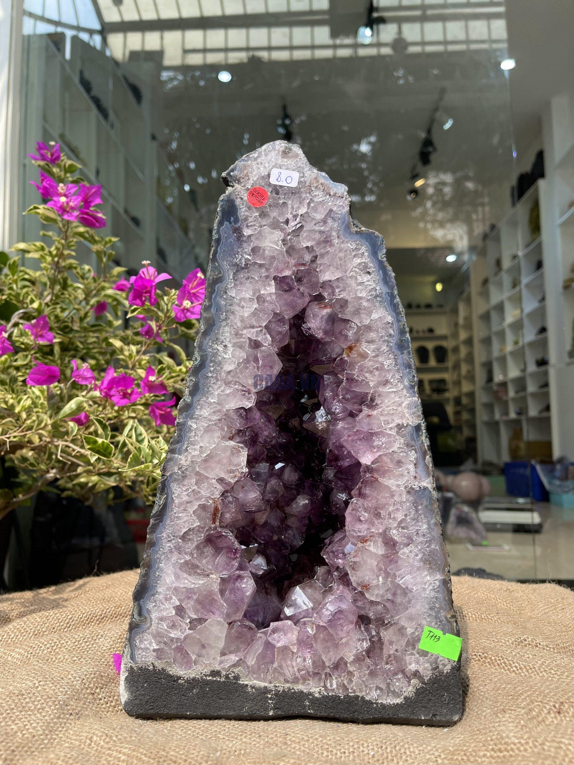 Hốc Thạch Anh Tím - Amethyst Geode (T113), KT: 32x18.5CM, KL: 8KG