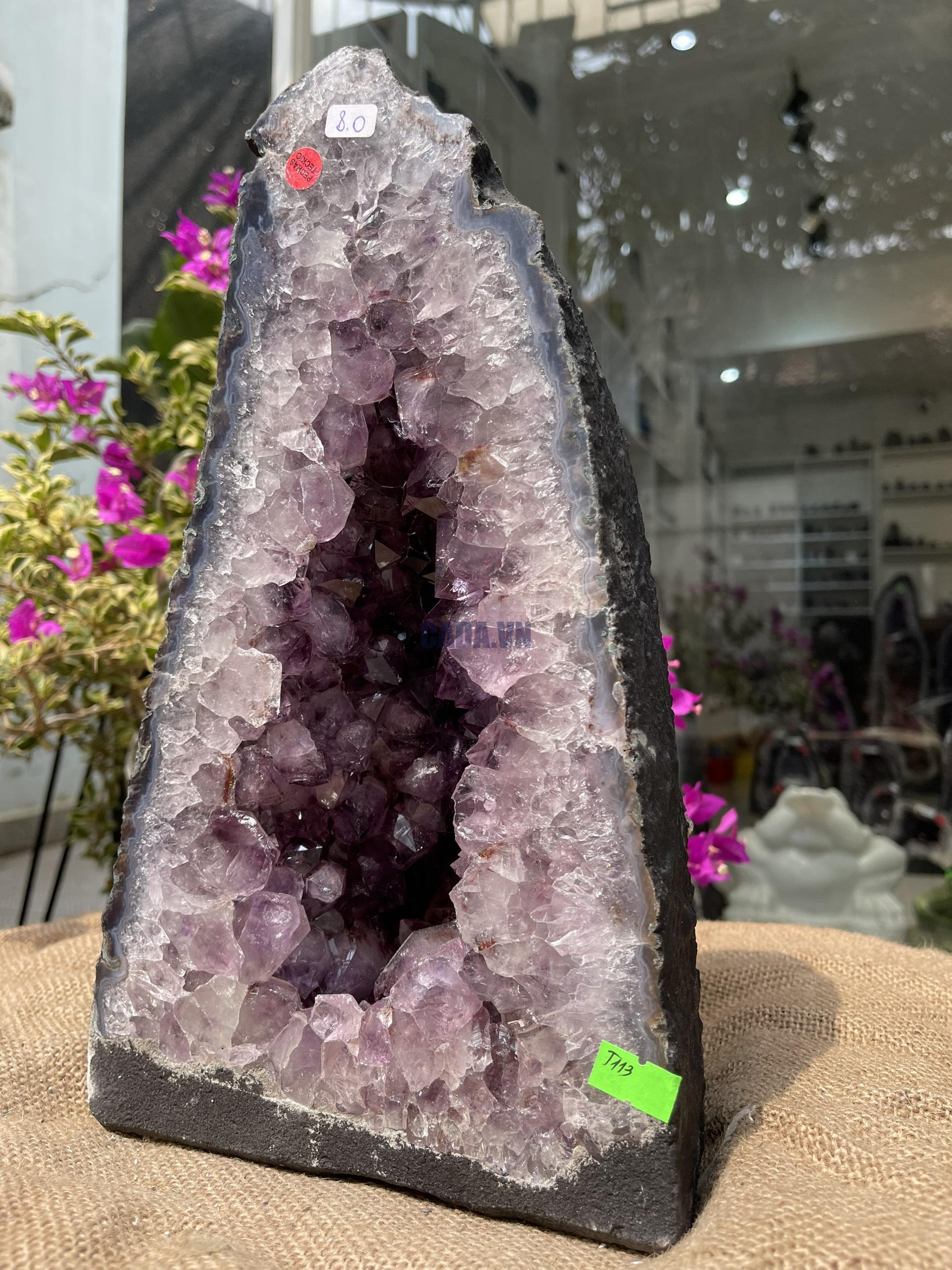 Hốc Thạch Anh Tím - Amethyst Geode (T113), KT: 32x18.5CM, KL: 8KG