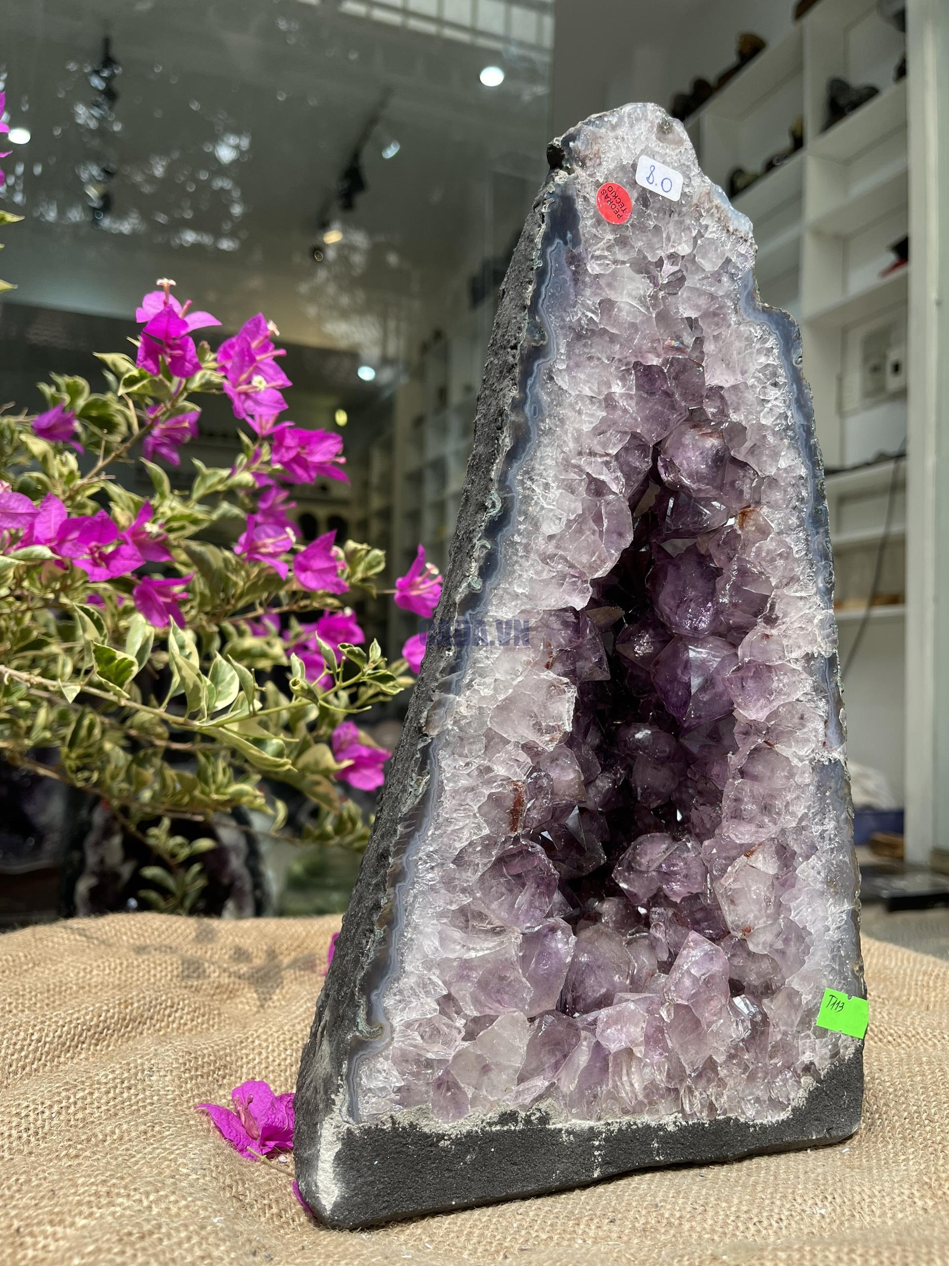 Hốc Thạch Anh Tím - Amethyst Geode (T113), KT: 32x18.5CM, KL: 8KG