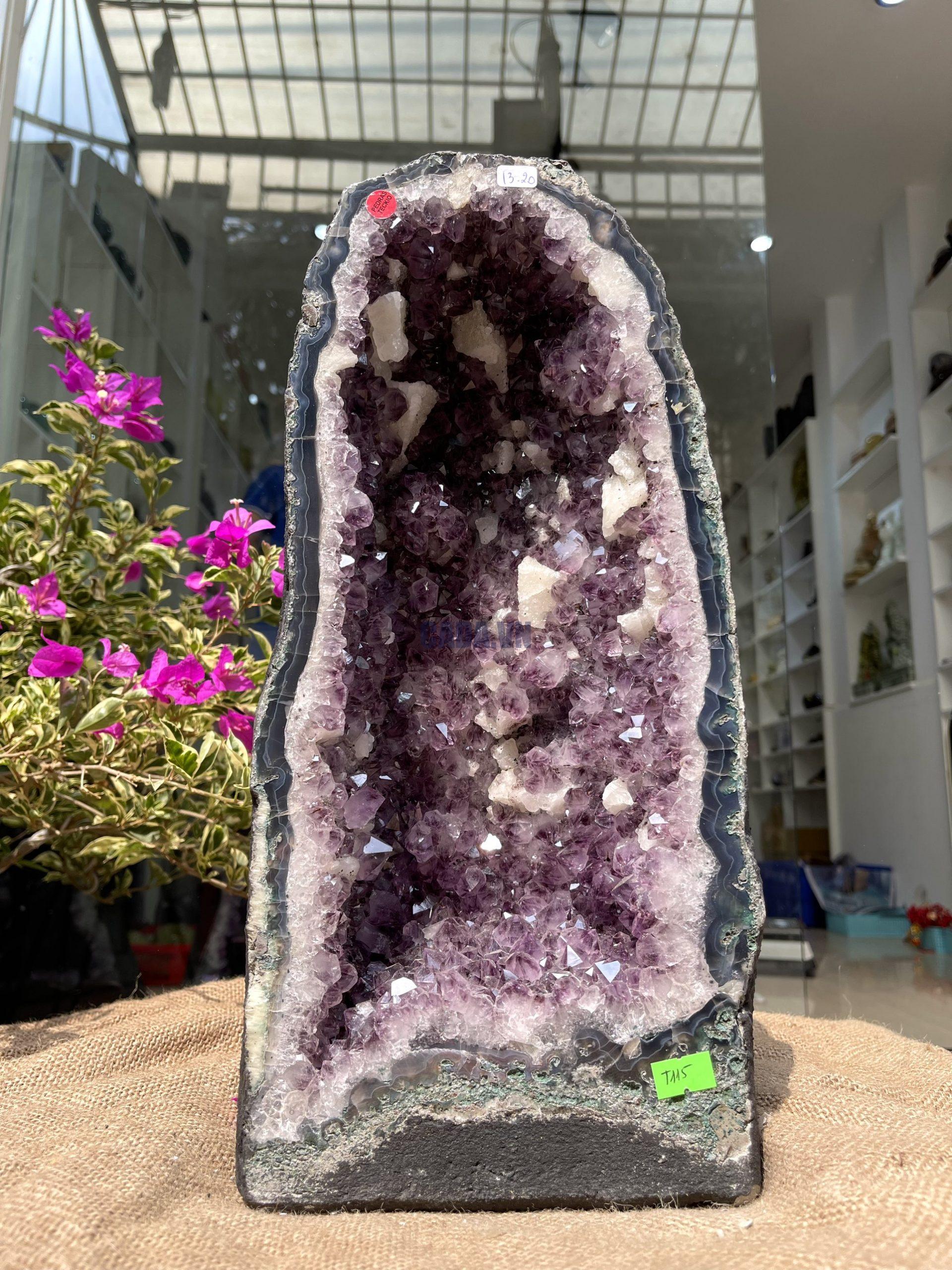 Hốc Thạch Anh Tím - Amethyst Geode (T115), KT: 40x18CM, KL: 13.2KG