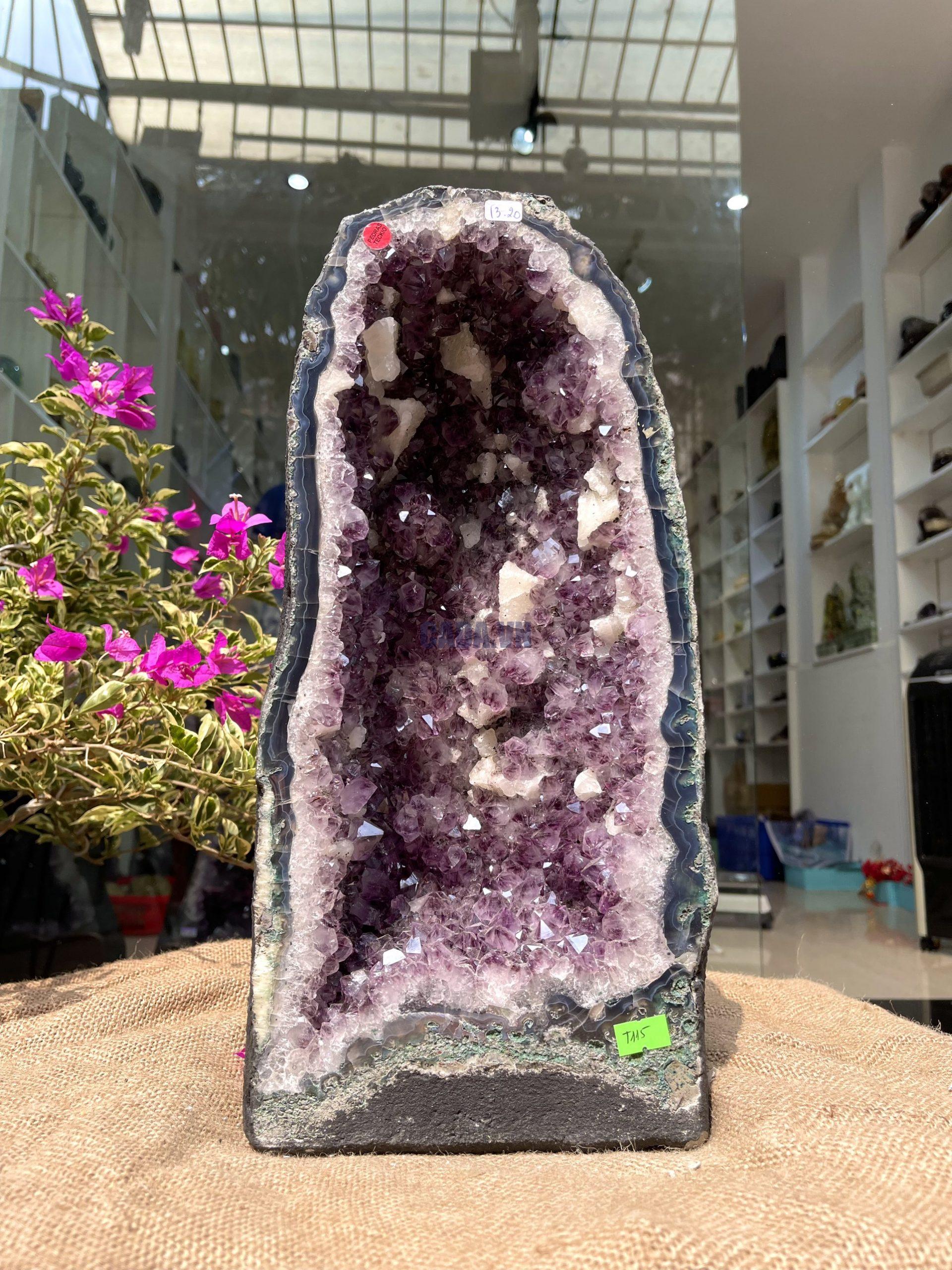 Hốc Thạch Anh Tím - Amethyst Geode (T115), KT: 40x18CM, KL: 13.2KG