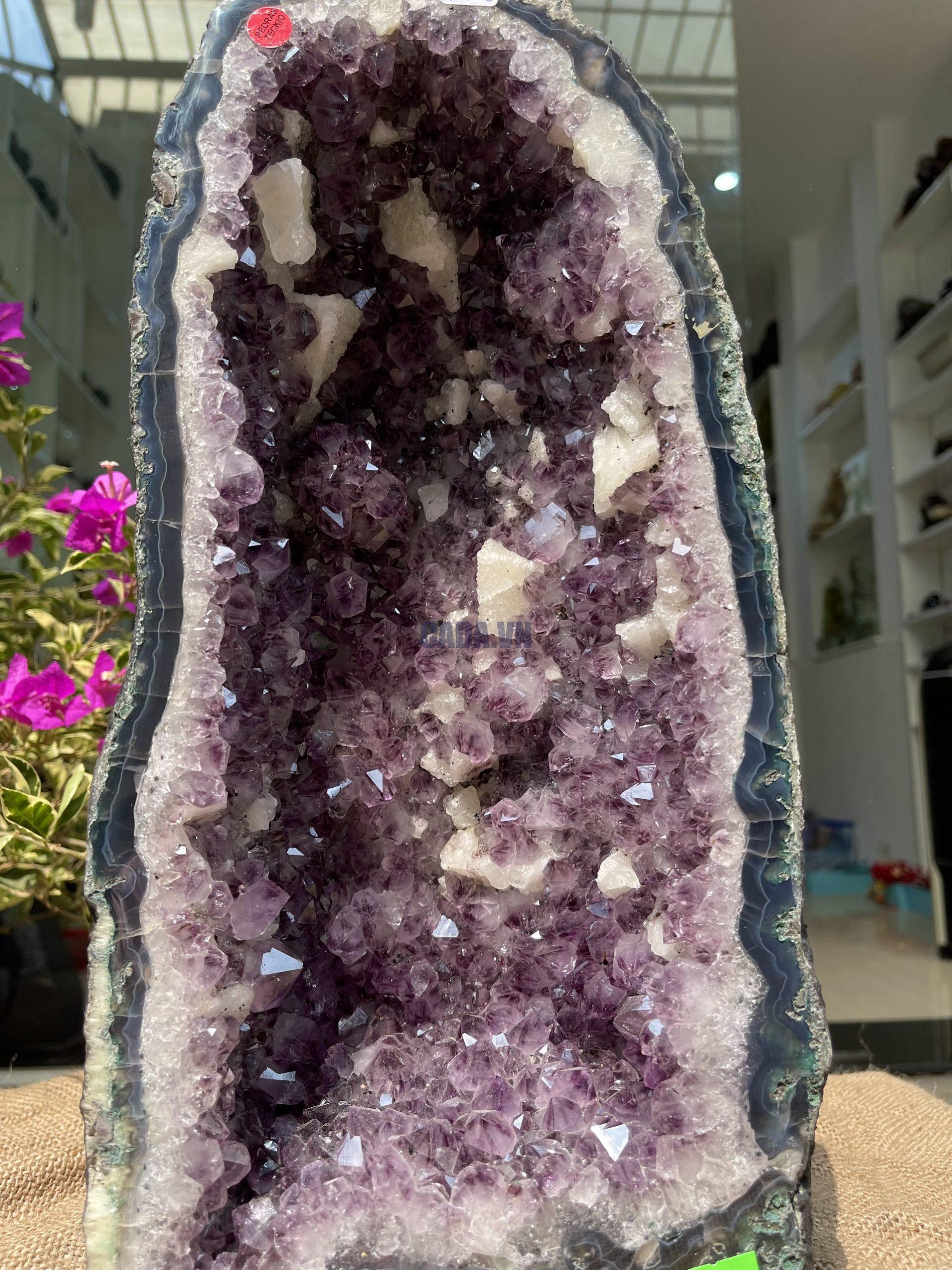 Hốc Thạch Anh Tím - Amethyst Geode (T115), KT: 40x18CM, KL: 13.2KG