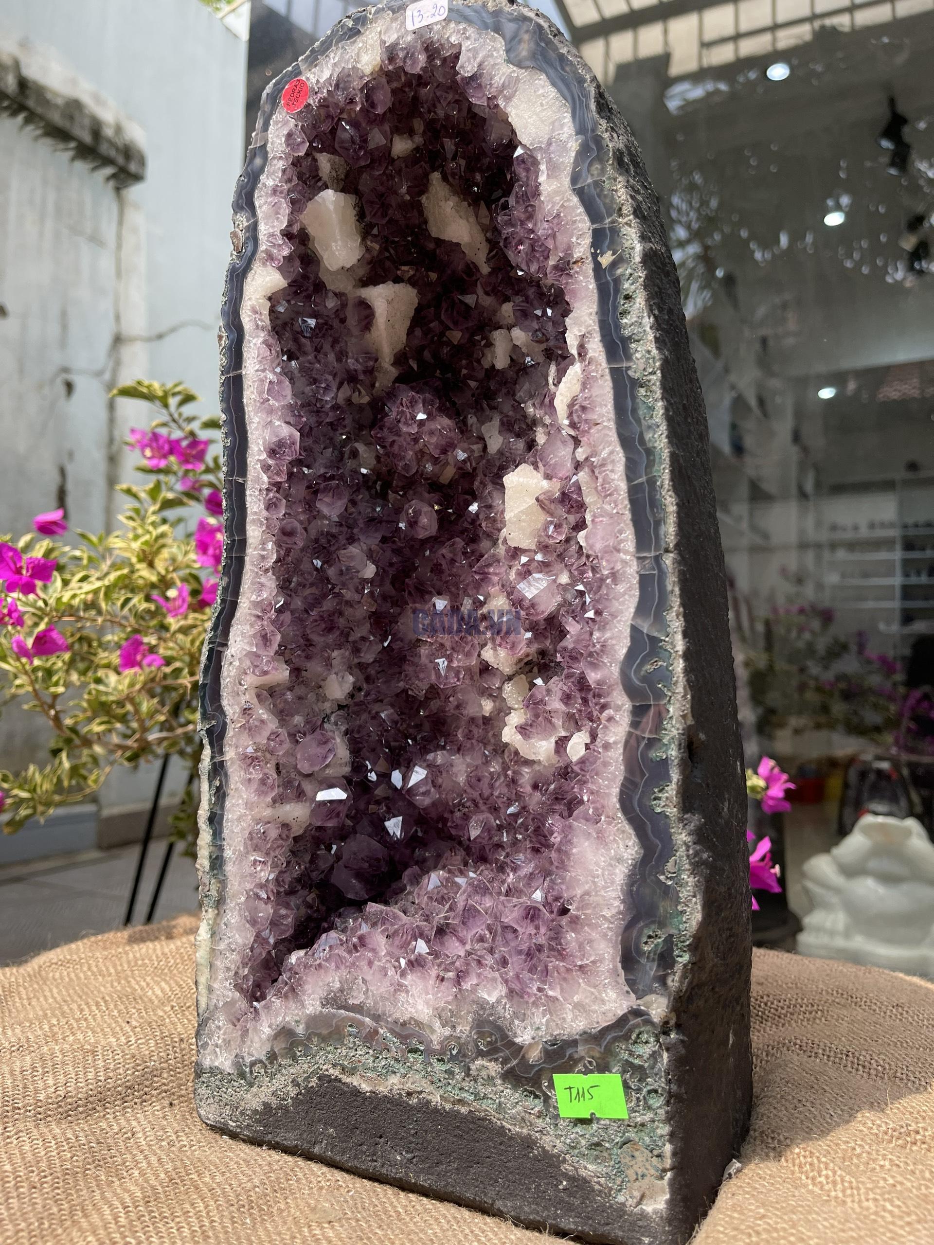 Hốc Thạch Anh Tím - Amethyst Geode (T115), KT: 40x18CM, KL: 13.2KG