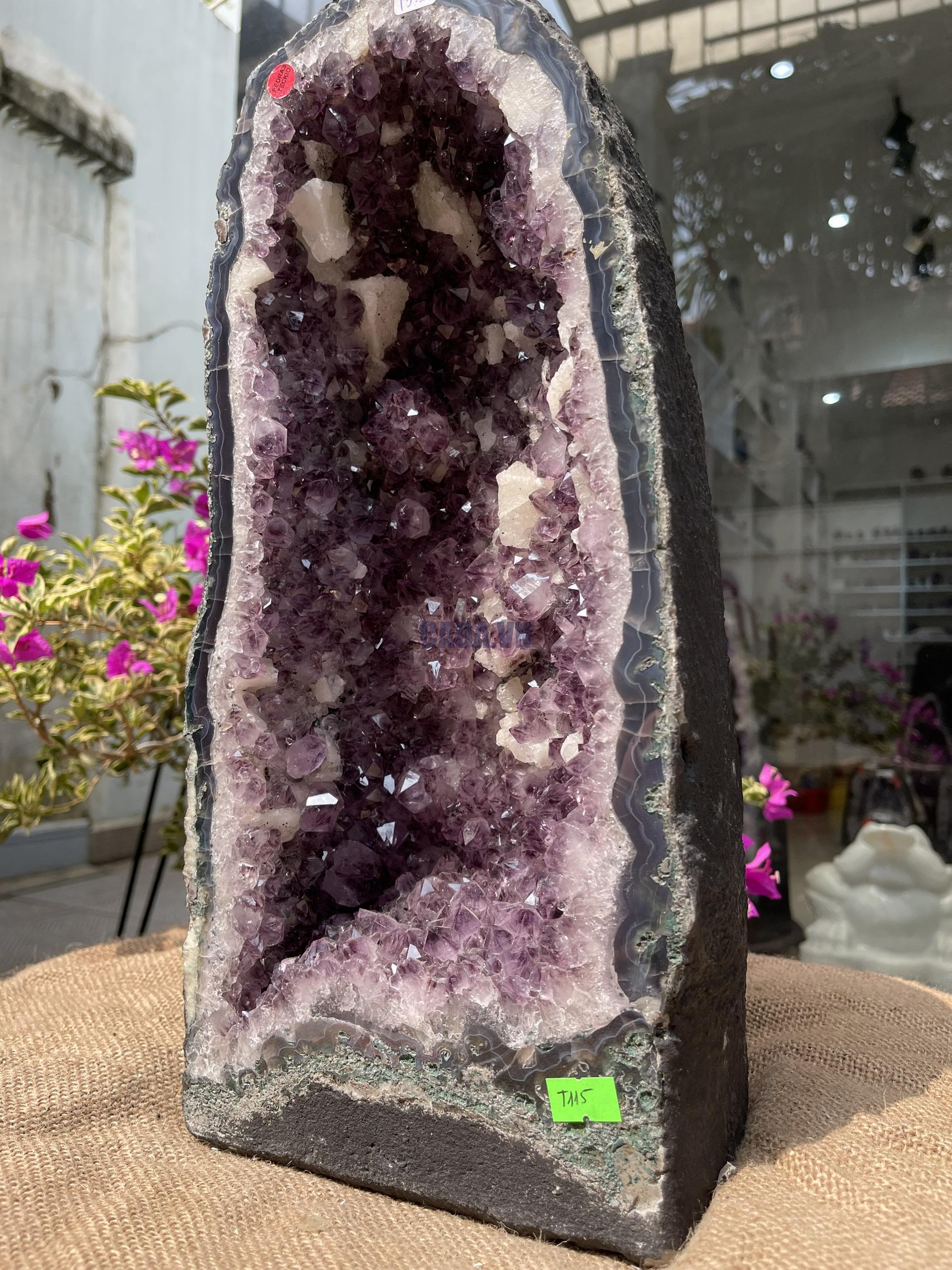 Hốc Thạch Anh Tím - Amethyst Geode (T115), KT: 40x18CM, KL: 13.2KG