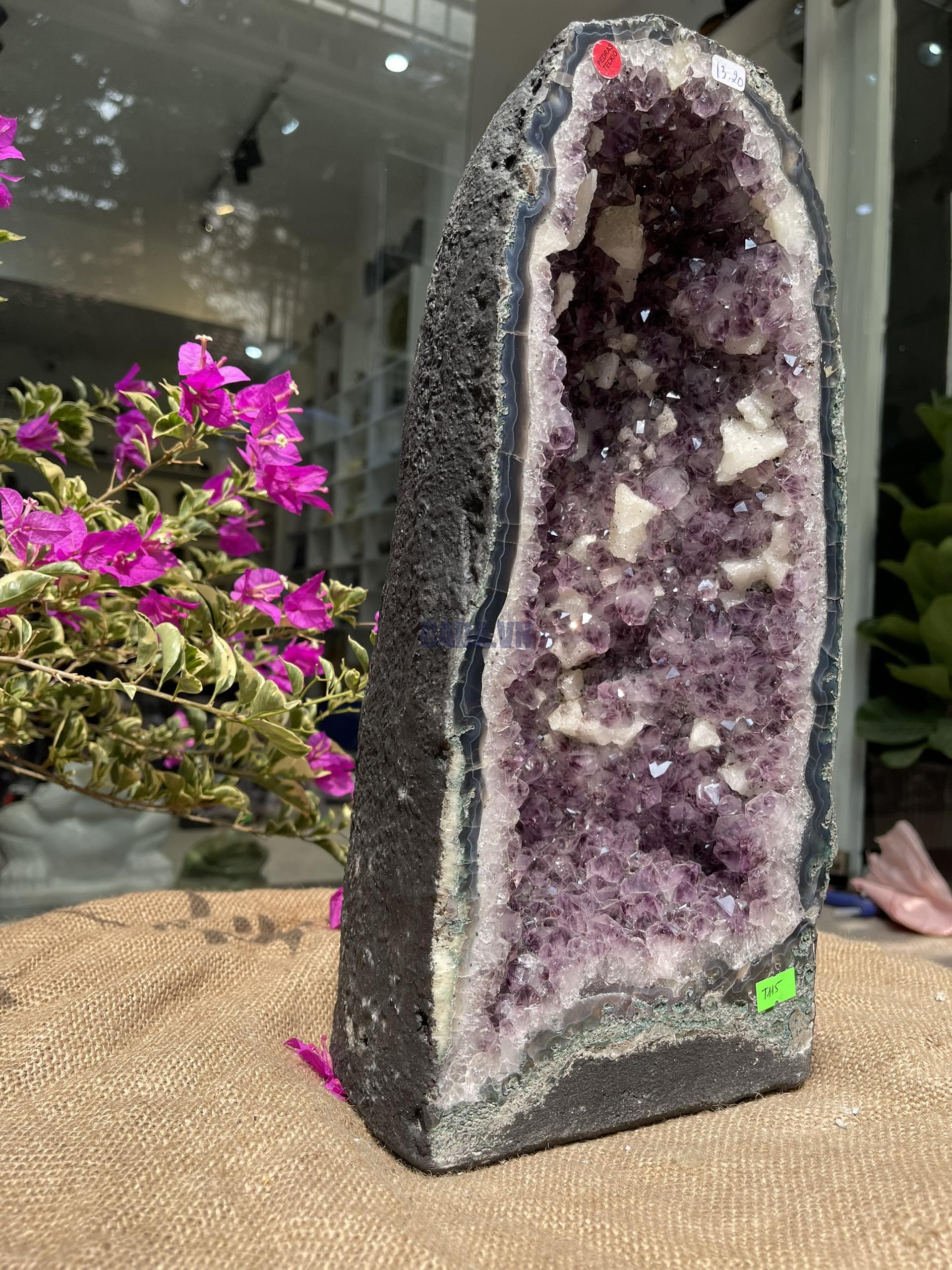 Hốc Thạch Anh Tím - Amethyst Geode (T115), KT: 40x18CM, KL: 13.2KG