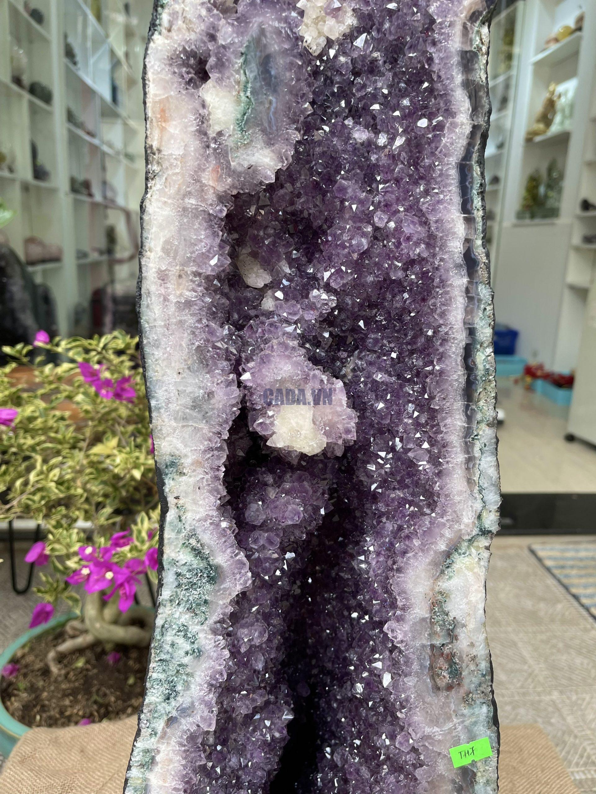 Hốc Thạch Anh Tím - Amethyst Geode (T117), KT: 75x24CM, KL: 32.7KG