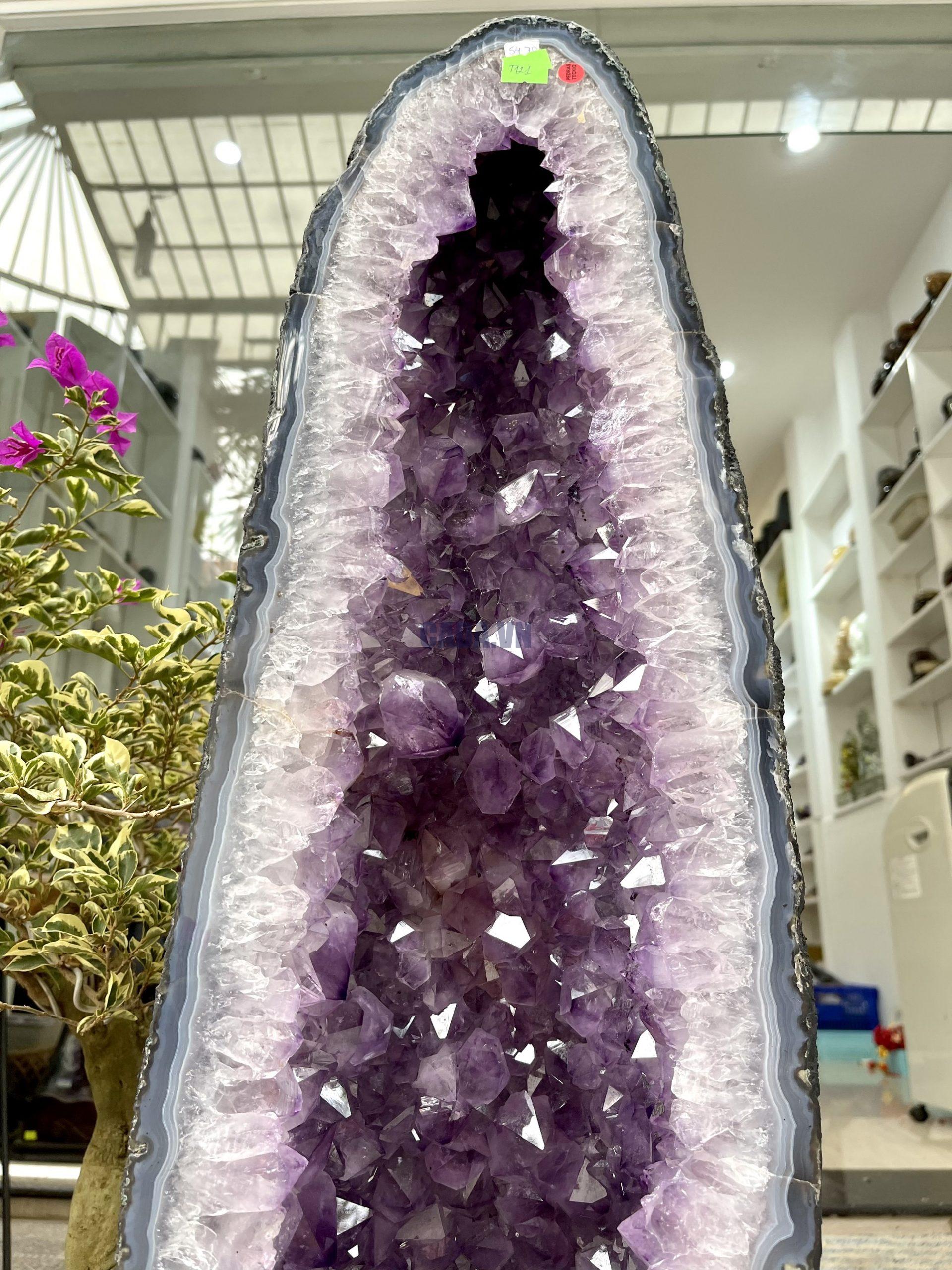 Hốc Thạch Anh Tím - Amethyst Geode (T121), KT: 89x23CM, KL: 54,7KG