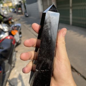 Trụ Thạch Anh Đen - Black Quart Point (Morion), KT: 16.5X5CM, KL: 0.476KG (TAĐ38)