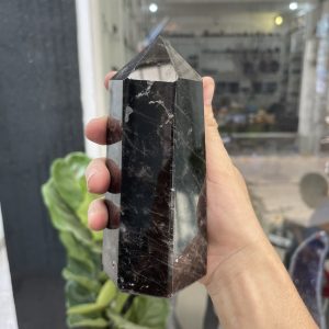 Trụ Thạch Anh Đen - Black Quart Point (Morion), KT: 15X6.8CM, KL: 0.862KG (TAĐ35)