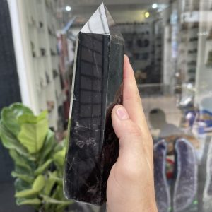 Trụ Thạch Anh Đen - Black Quart Point (Morion), KT: 19.3X6.5CM, KL: 1.044KG (TAĐ33)