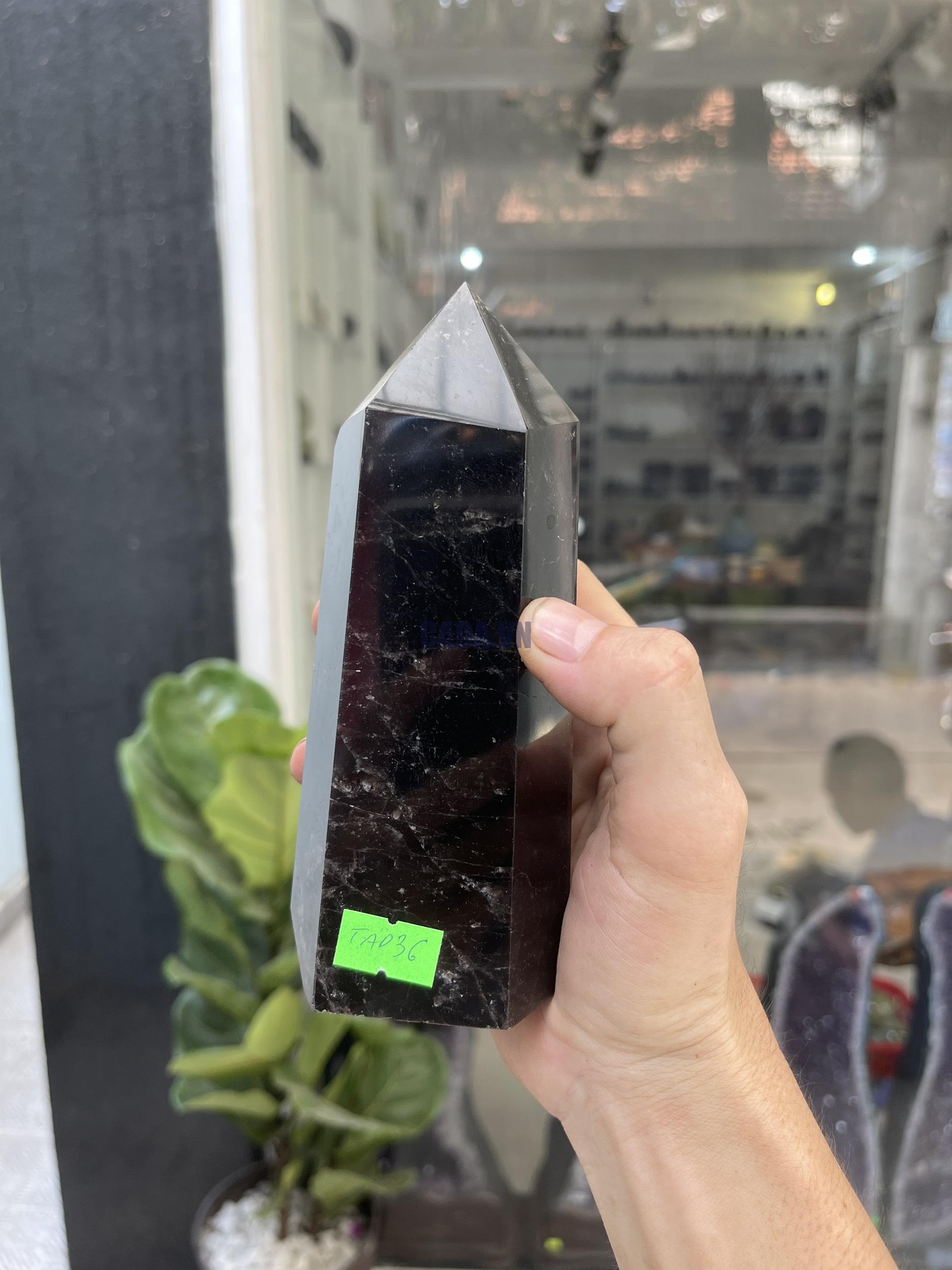 Trụ Thạch Anh Đen - Black Quart Point (Morion), KT: 15.5X7.5CM, KL: 0.894KG (TAĐ36)