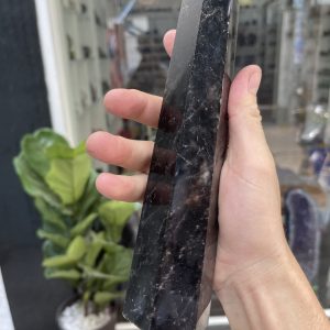Trụ Thạch Anh Đen - Black Quart Point (Morion), KT: 21.6X5.5CM, KL: 0.7KG (TAĐ37)