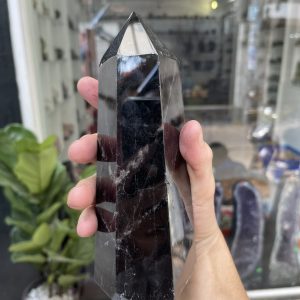 Trụ Thạch Anh Đen - Black Quart Point (Morion), KT: 18.5X7.5CM, KL: 1.24KG (TAĐ29)