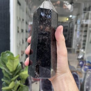 Trụ Thạch Anh Đen - Black Quart Point (Morion), KT: 18X6.5CM, KL: 0.998KG (TAĐ30)