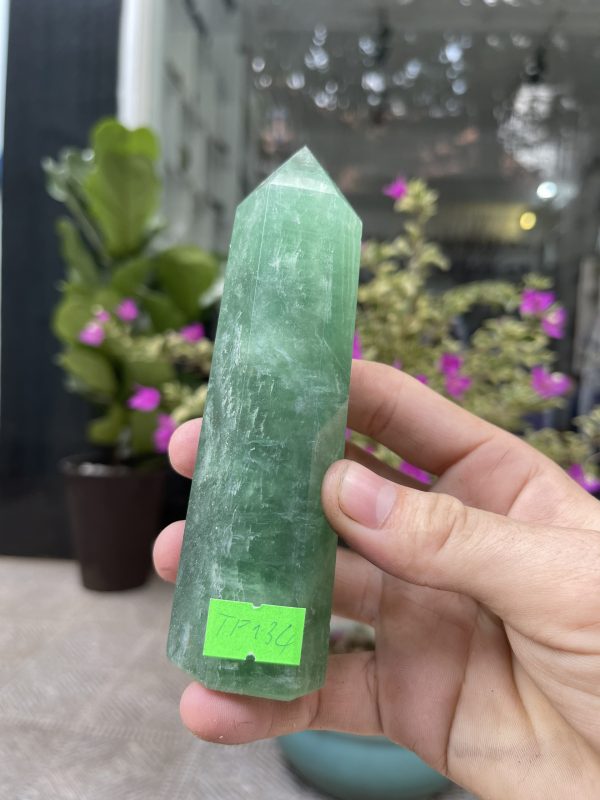 Trụ Fluorite Xanh - Green Fluorite Point, KT: 13.5X3.8CM, KL: 0.314KG (TF134)