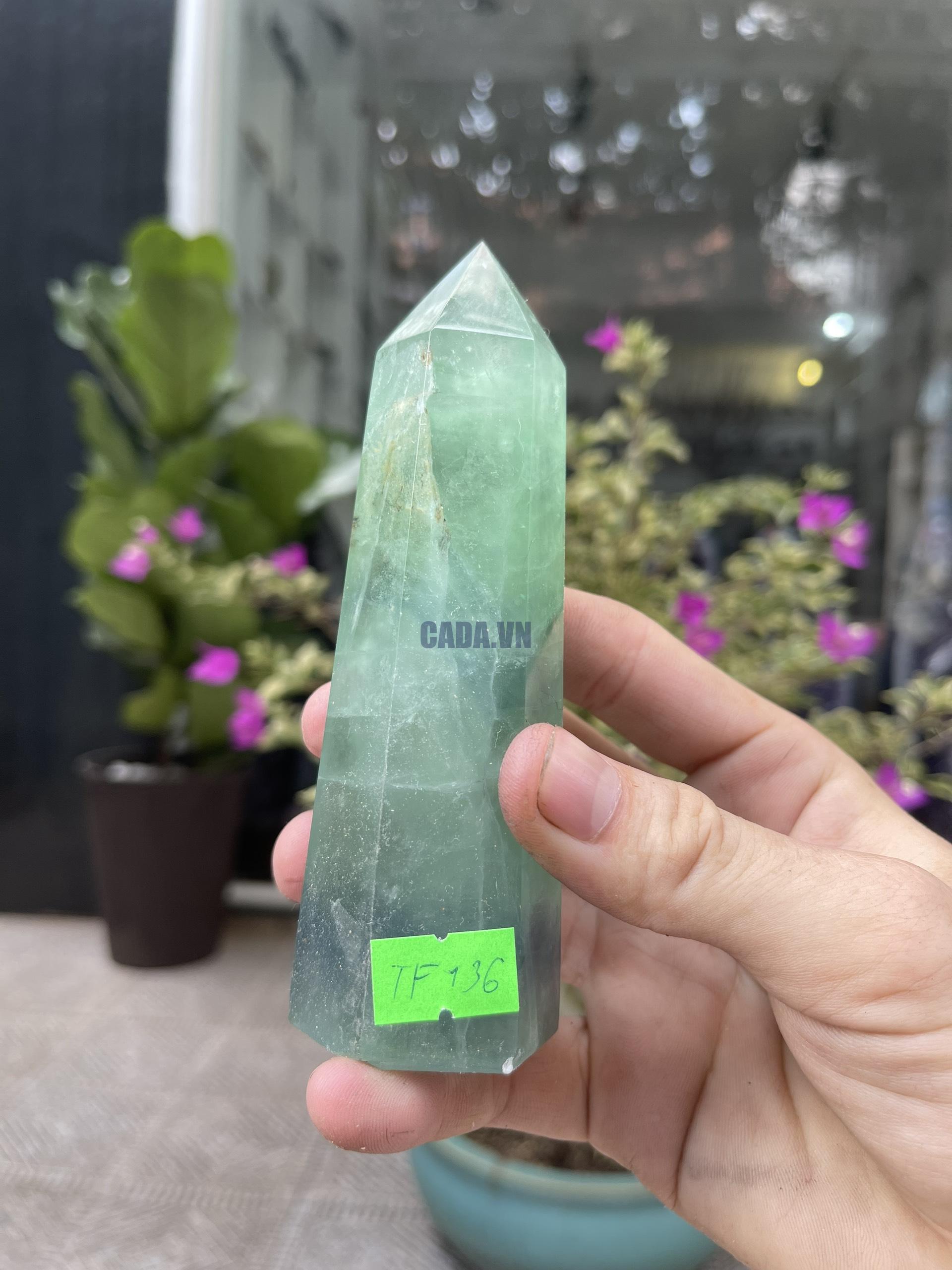 Trụ Fluorite Xanh - Green Fluorite Point, KT: 13.5X4.5CM, KL: 0.348KG (TF136)