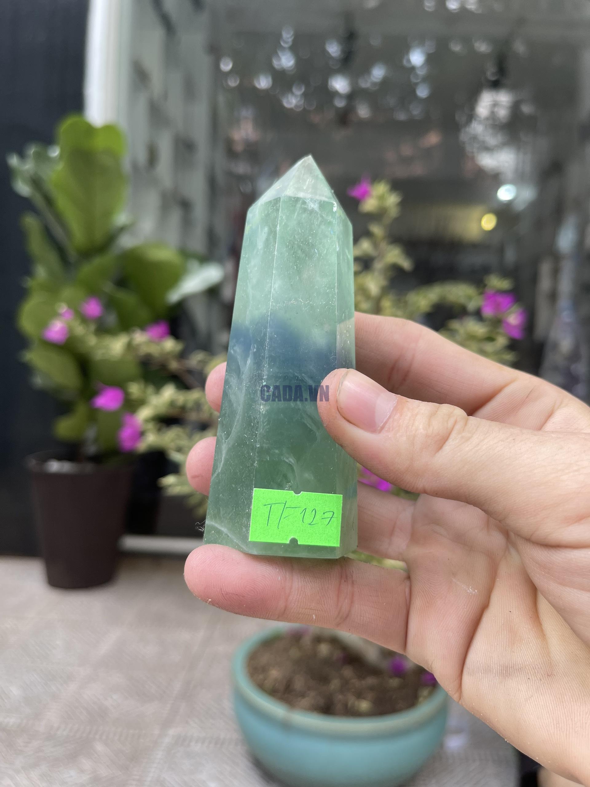 Trụ Fluorite Xanh - Green Fluorite Point, KT: 10.6X4CM, KL: 0.248KG (TF127)