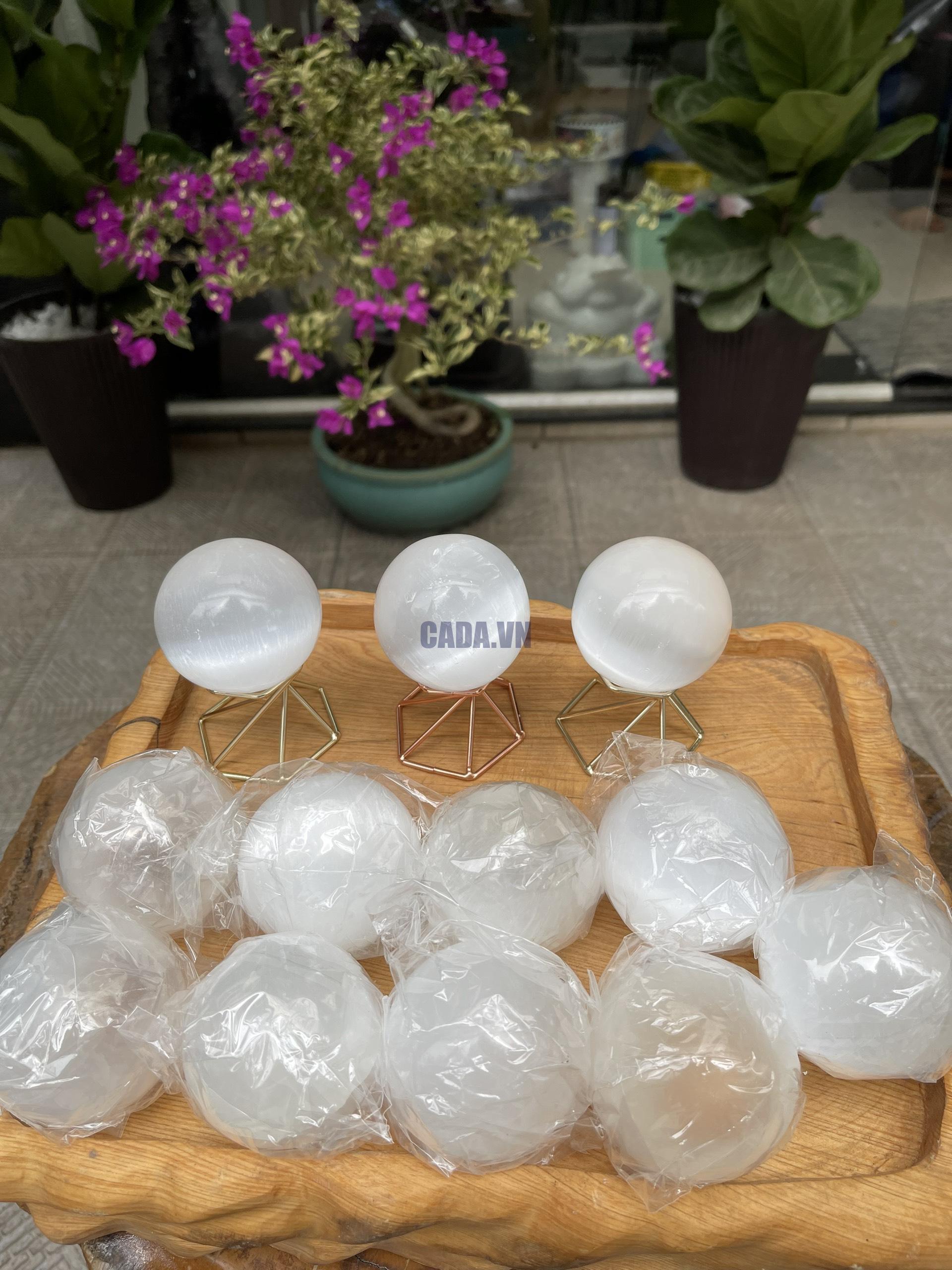 Bi cầu phong thủy đá Selenite - Selenite Sphere