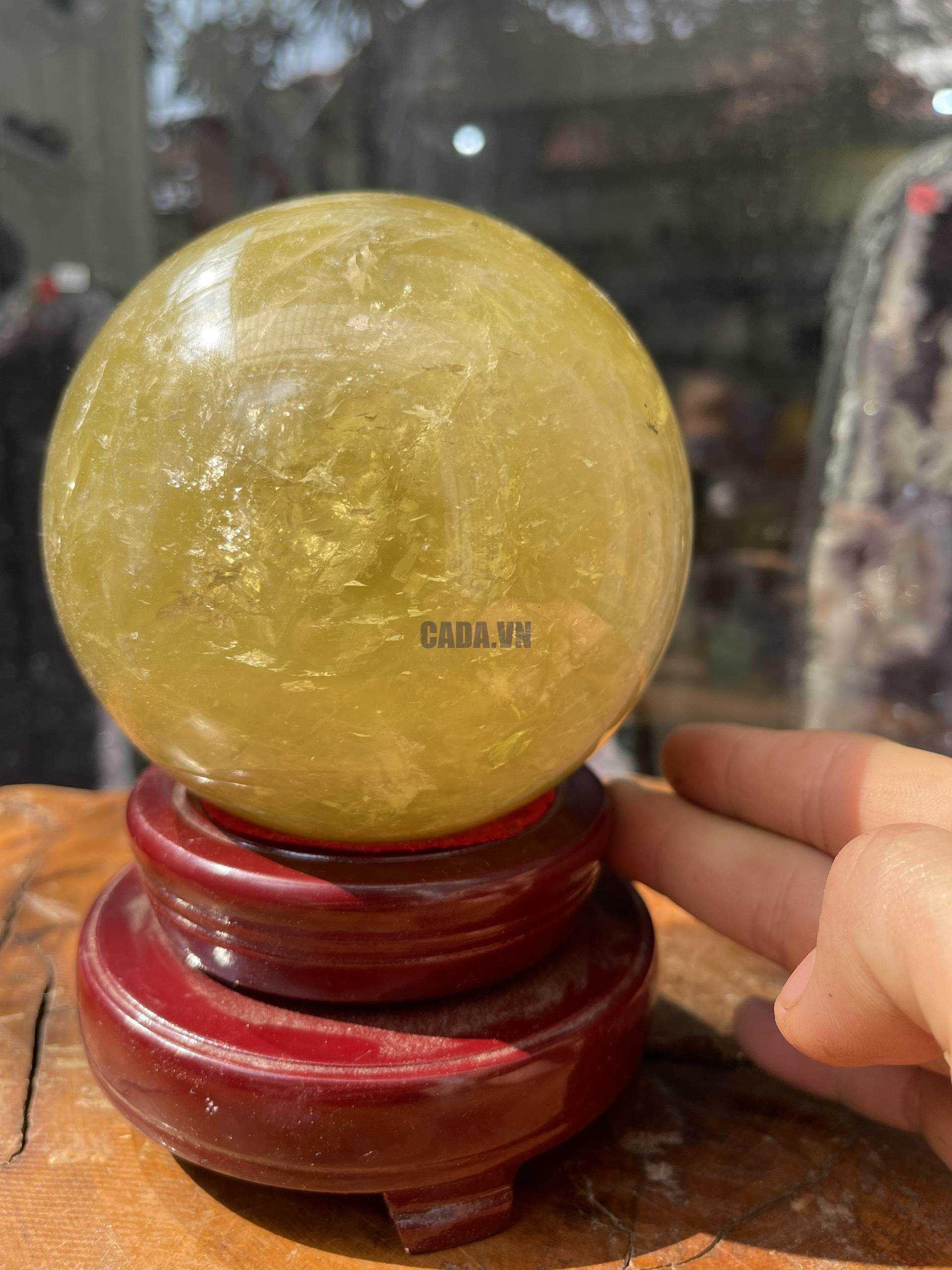 Bi cầu Thạch Anh Vàng - Citrine Sphere (BV44), ĐK: 10.7CM, KL: 1.964KG