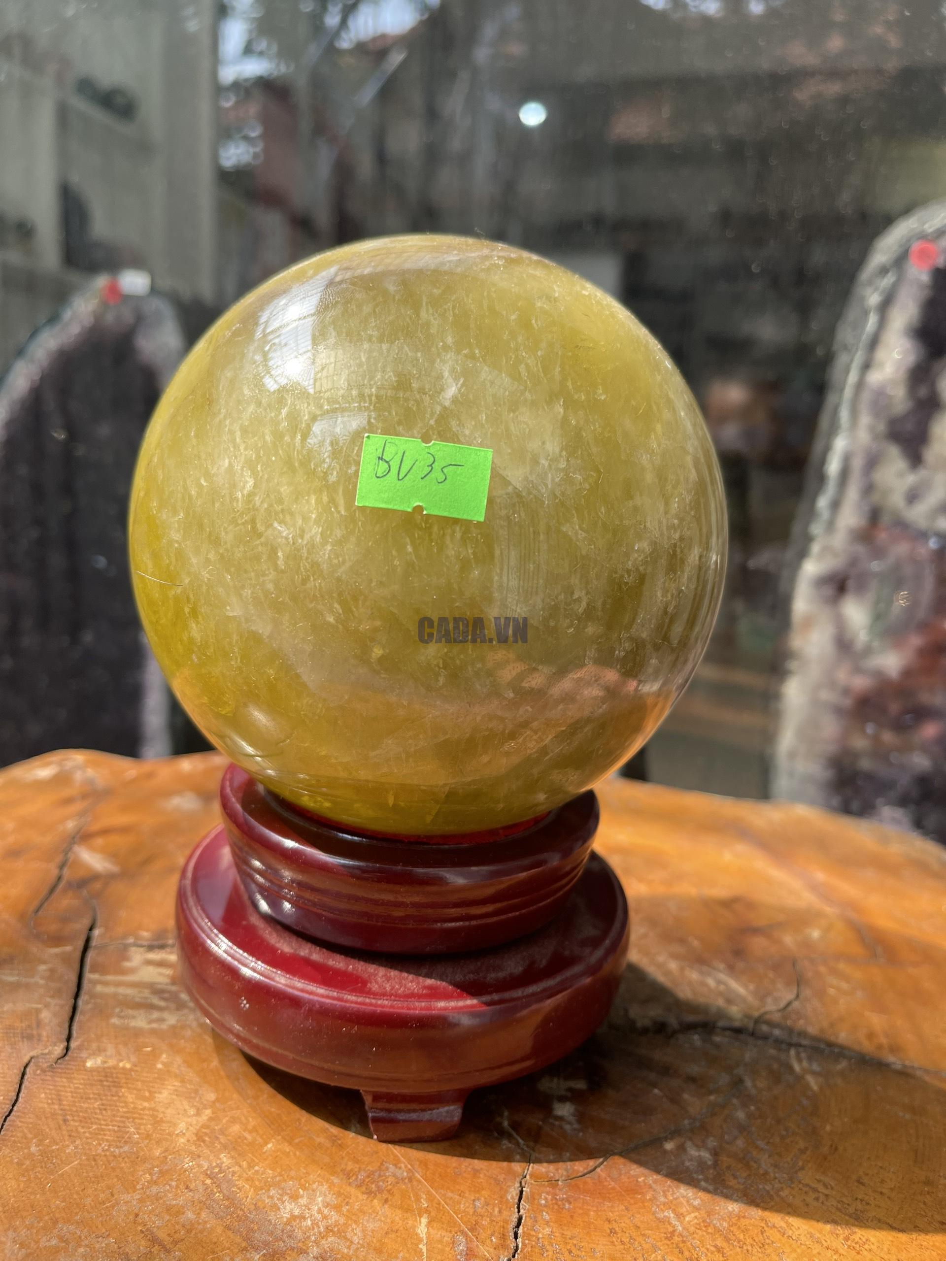 Bi cầu Thạch Anh Vàng - Citrine Sphere (BV35), ĐK: 12.5CM, KL: 3.052KG