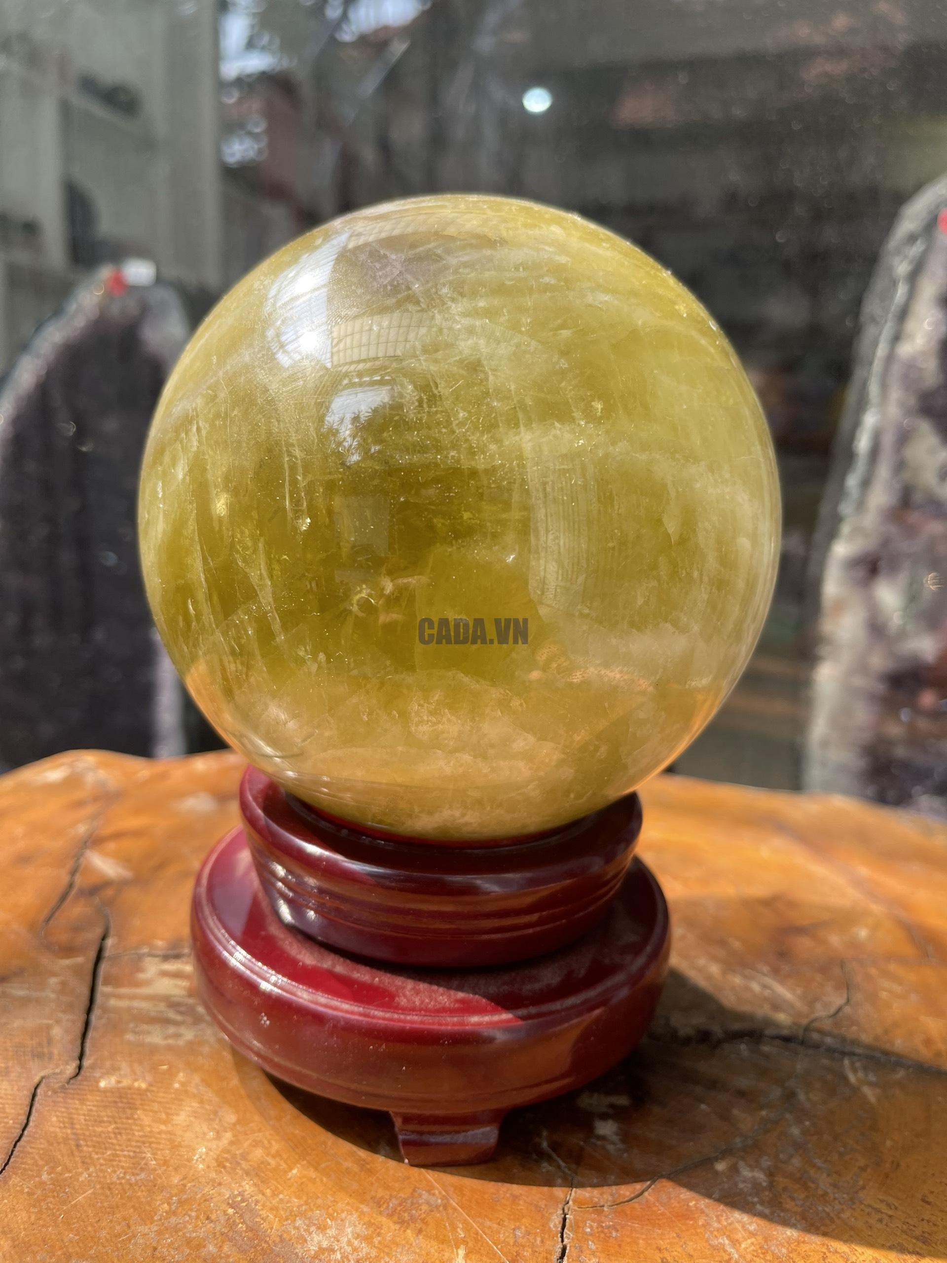 Bi cầu Thạch Anh Vàng - Citrine Sphere (BV35), ĐK: 12.5CM, KL: 3.052KG