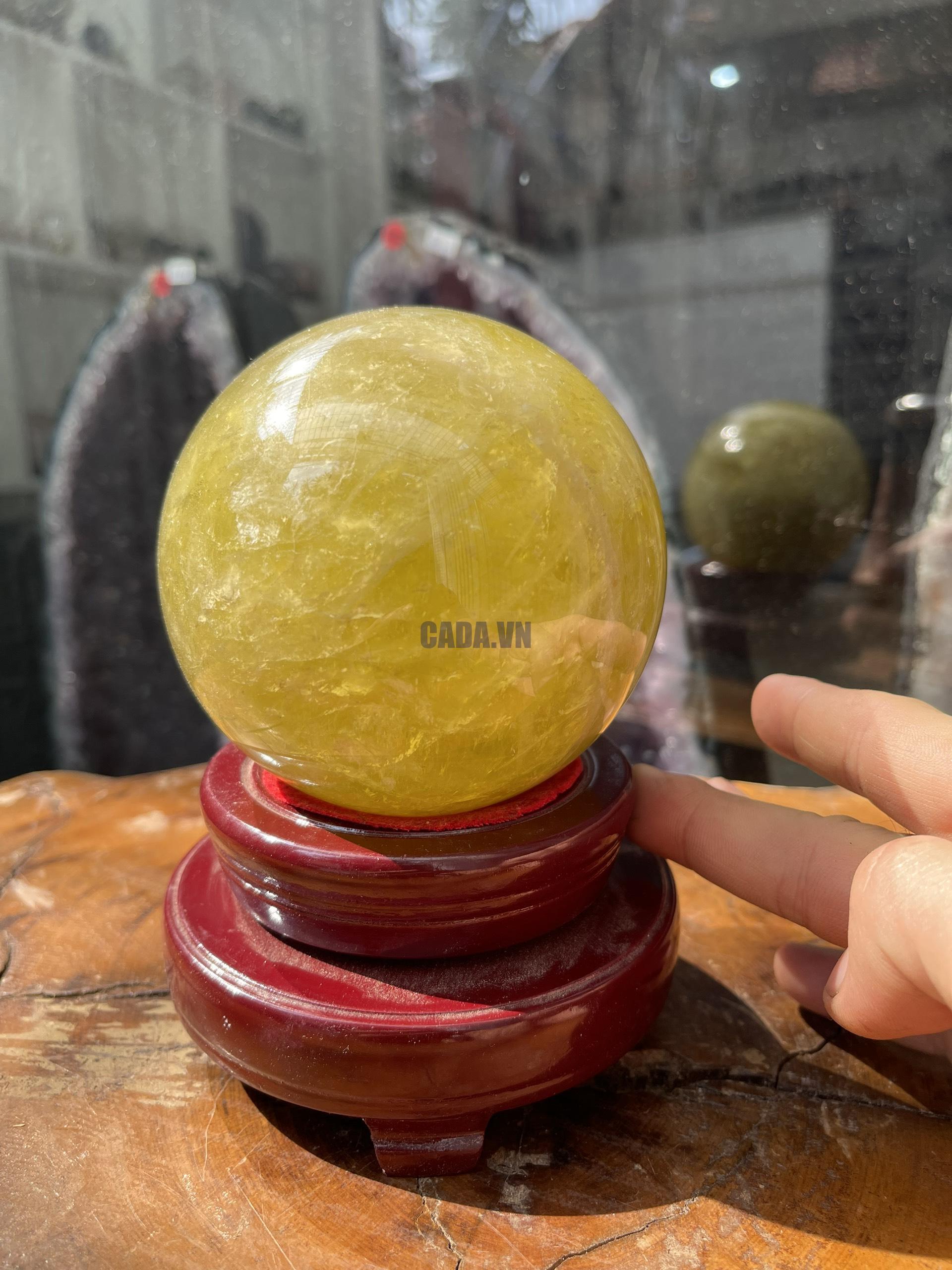 Bi cầu Thạch Anh Vàng - Citrine Sphere (BV40), ĐK: 9.6CM, KL: 1.362KG