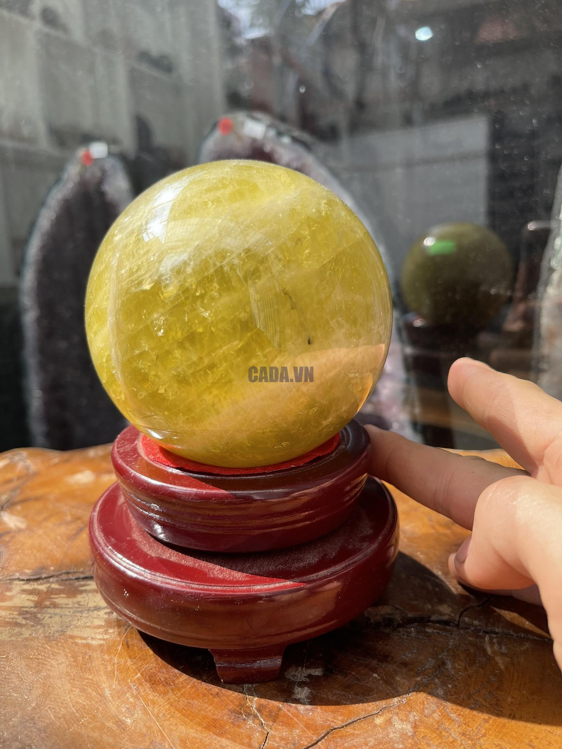 Bi cầu Thạch Anh Vàng - Citrine Sphere (BV40), ĐK: 9.6CM, KL: 1.362KG