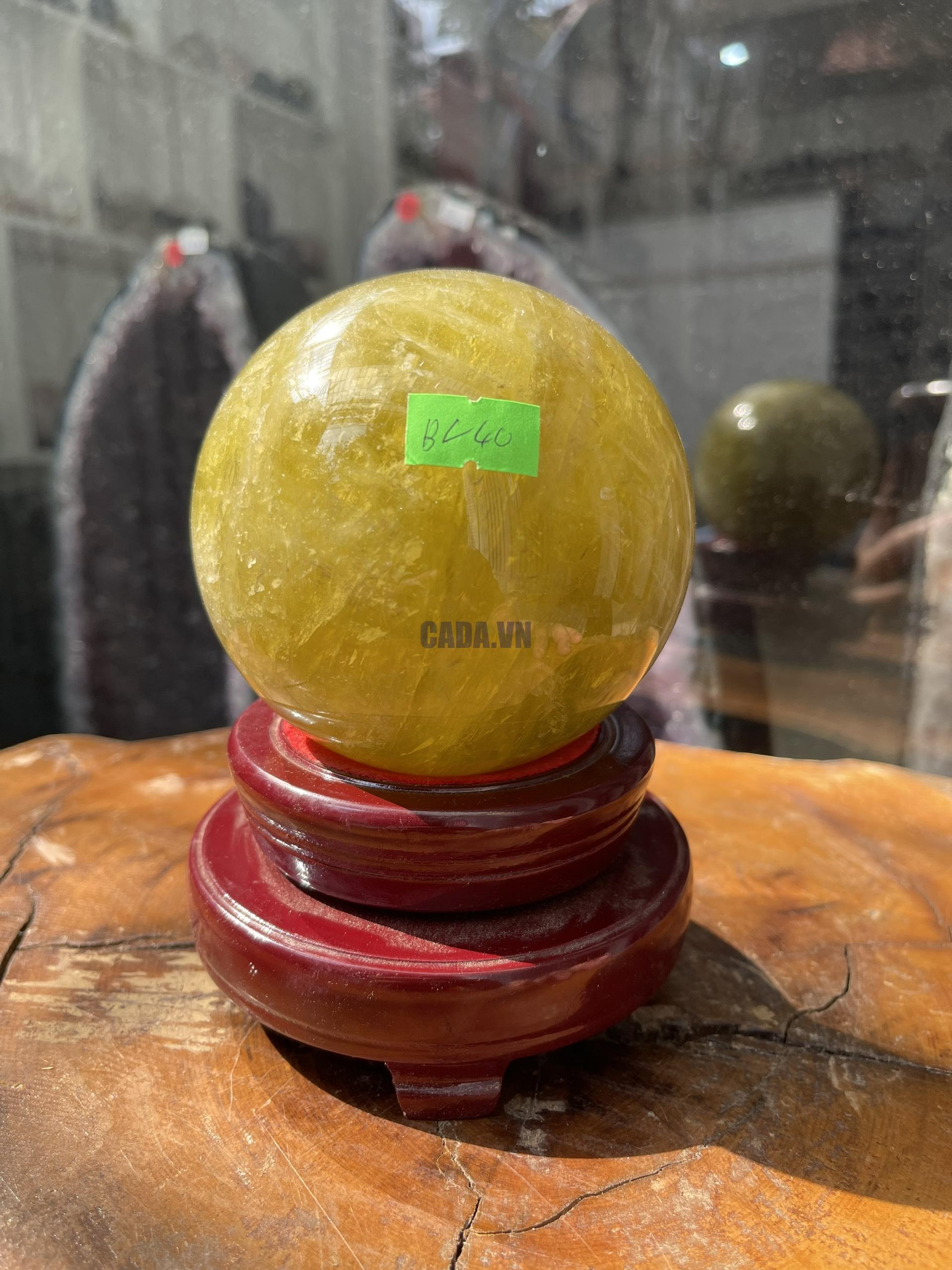 Bi cầu Thạch Anh Vàng - Citrine Sphere (BV40), ĐK: 9.6CM, KL: 1.362KG