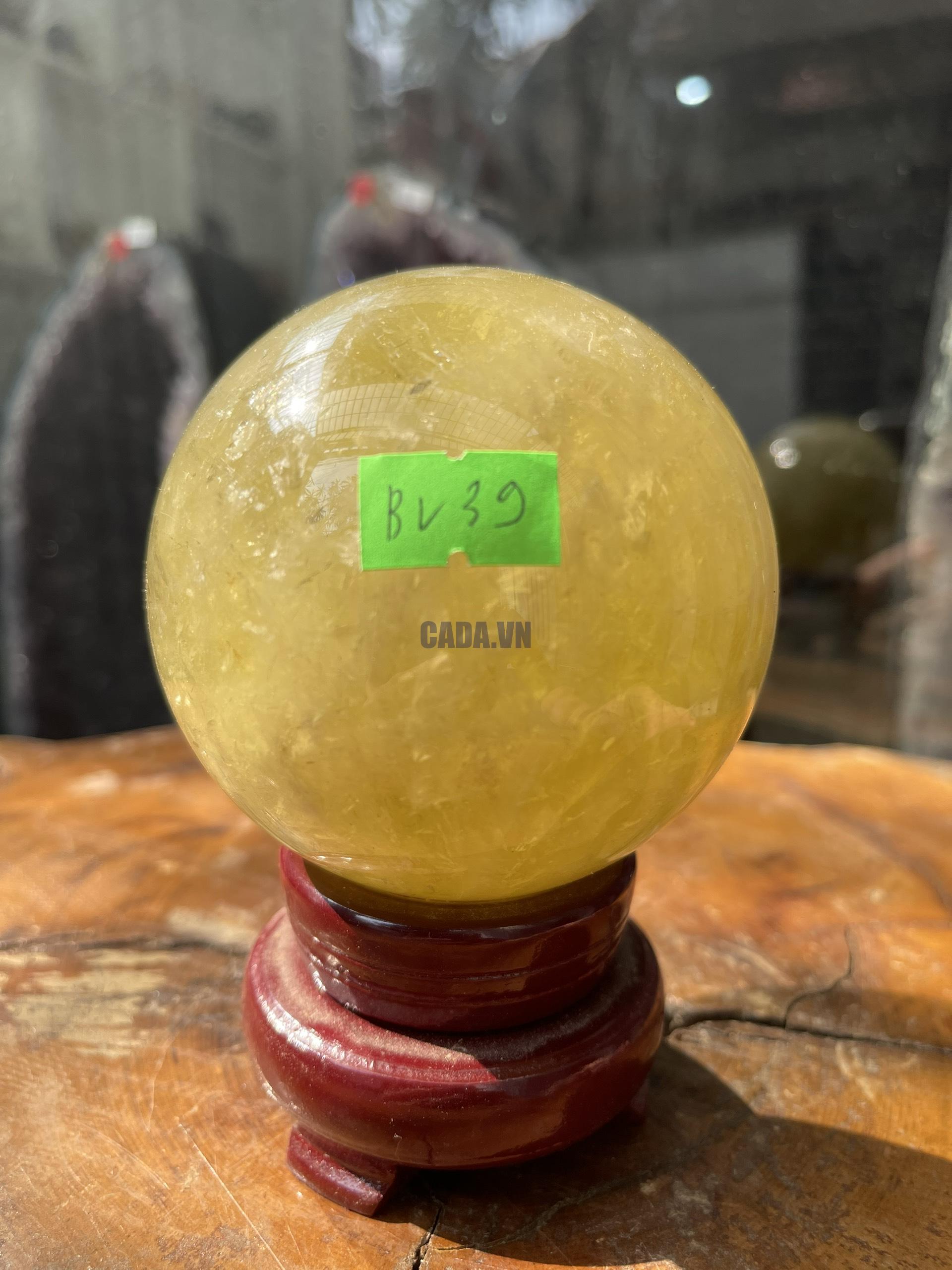 Bi cầu Thạch Anh Vàng - Citrine Sphere (BV39), ĐK: 8.7CM, KL: 0.956KG