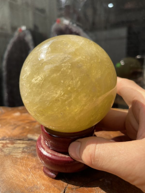 Bi cầu Thạch Anh Vàng - Citrine Sphere (BV39), ĐK: 8.7CM, KL: 0.956KG