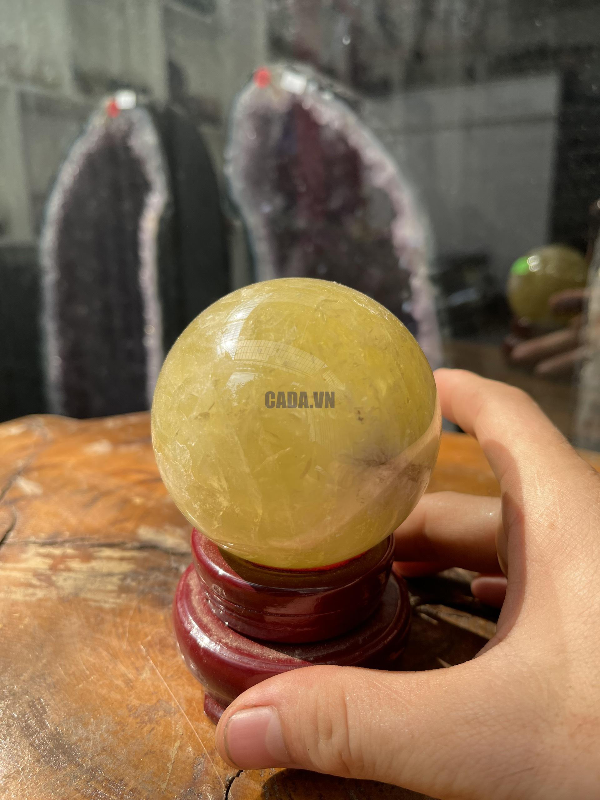 Bi cầu Thạch Anh Vàng - Citrine Sphere (BV38), ĐK: 7.2CM, KL: 0.528KG