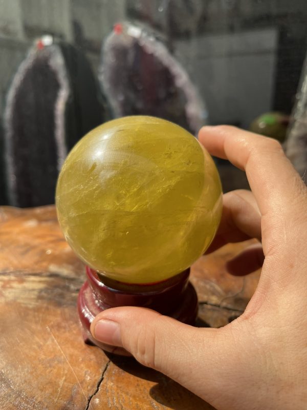 Bi cầu Thạch Anh Vàng - Citrine Sphere (BV37), ĐK: 8,0CM, KL: 0,708KG