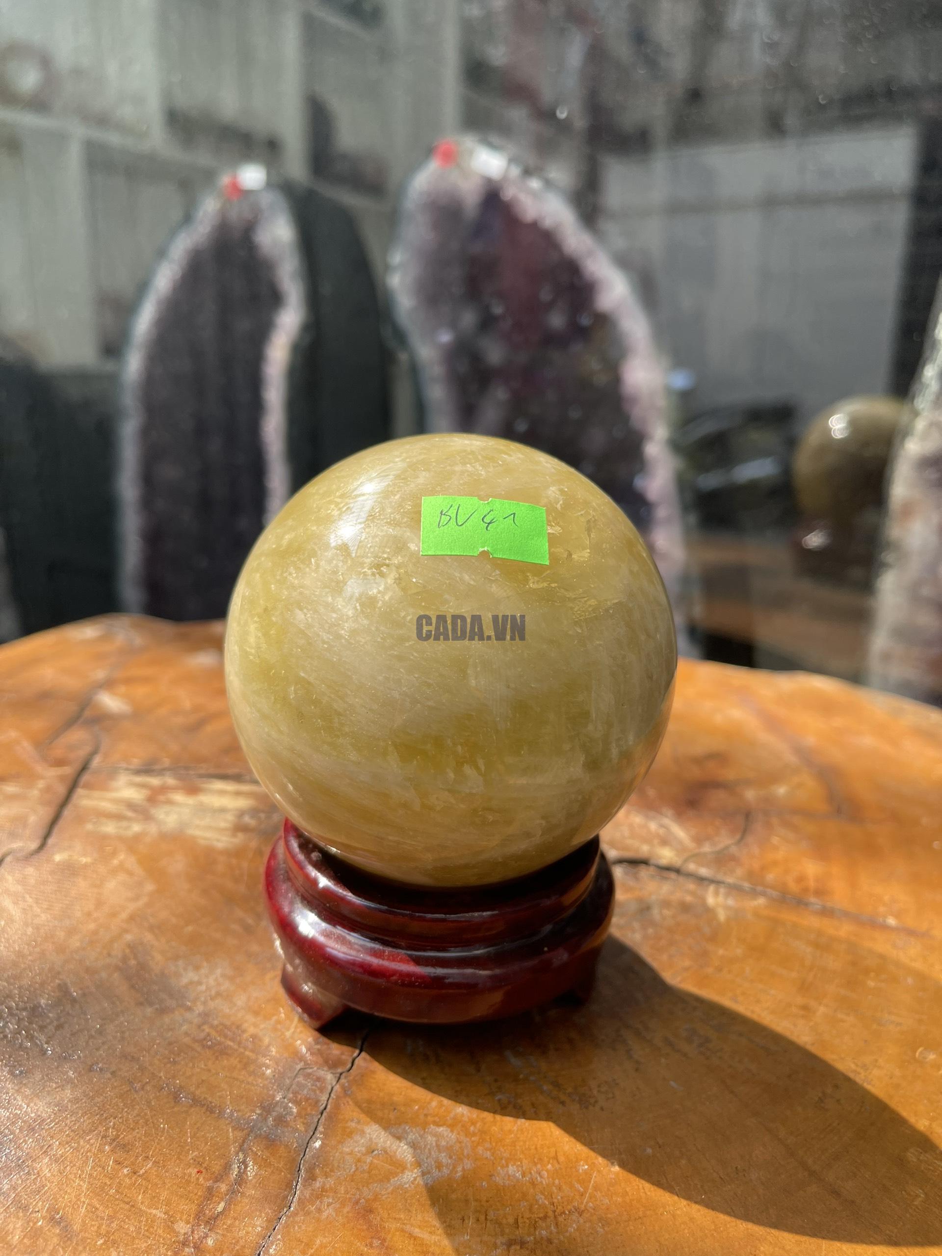 Bi cầu Thạch Anh Vàng - Citrine Sphere (BV41), ĐK: 8.5CM, KL: 0.95KG