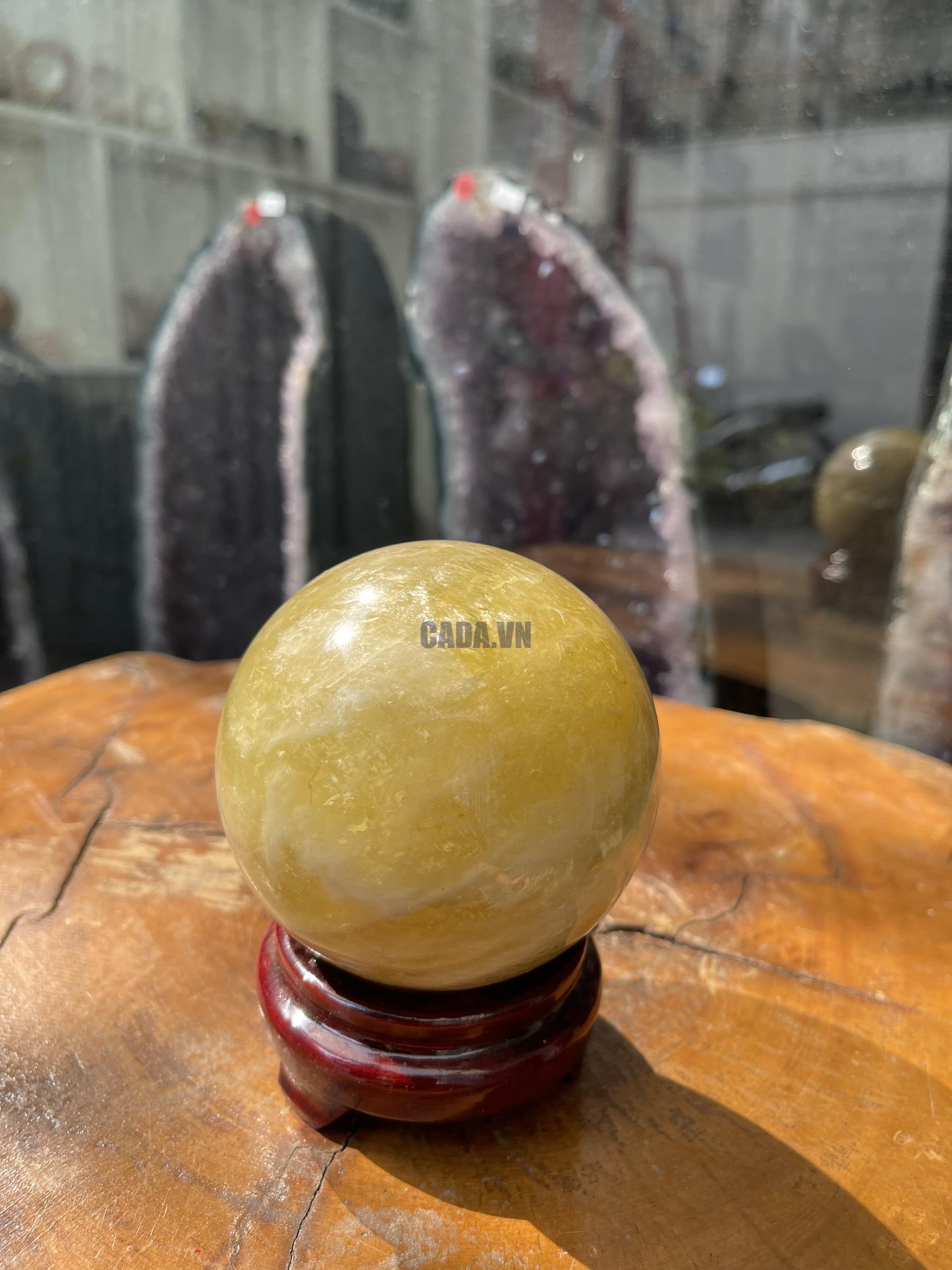 Bi cầu Thạch Anh Vàng - Citrine Sphere (BV41), ĐK: 8.5CM, KL: 0.95KG