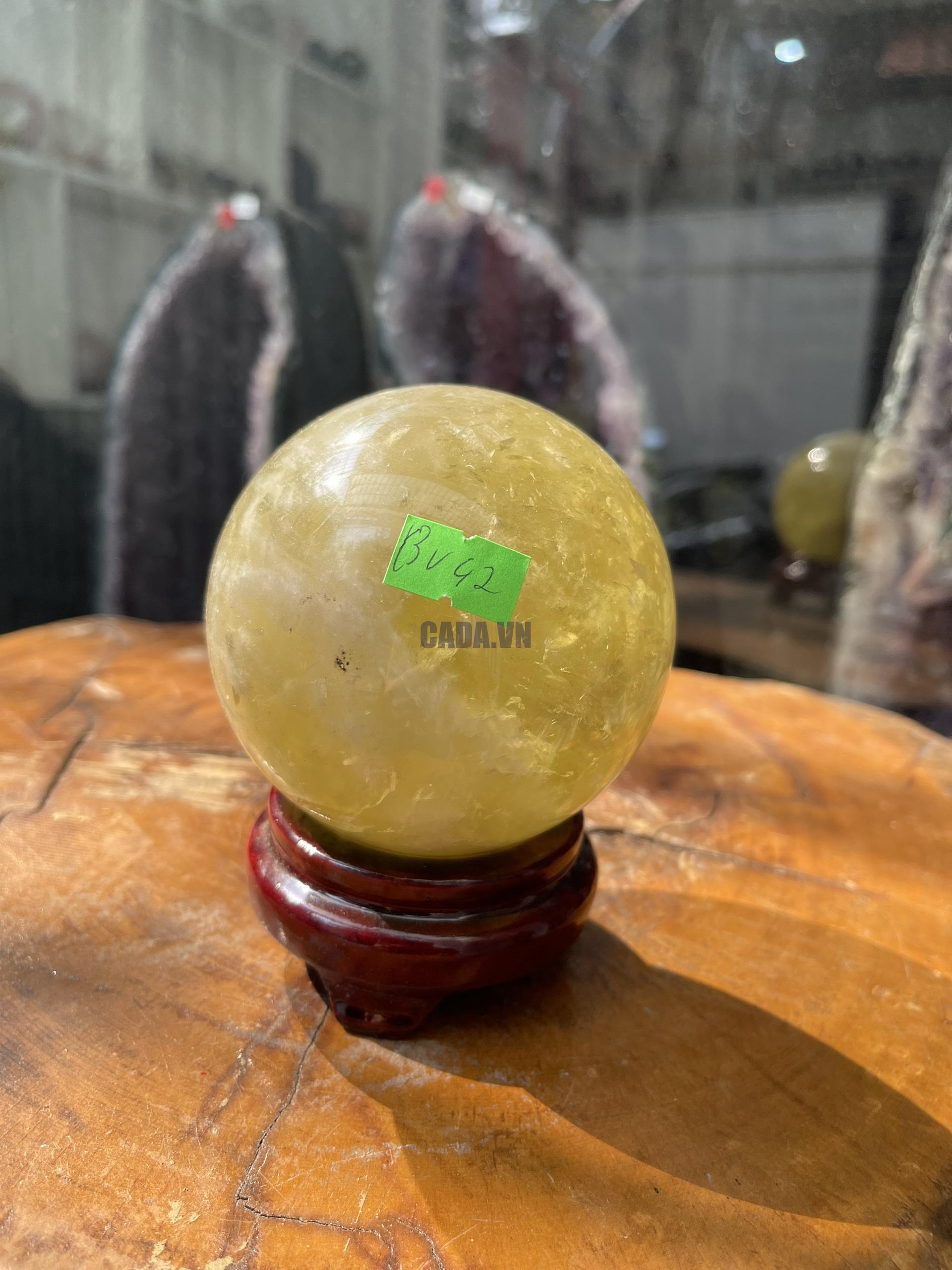 Bi cầu Thạch Anh Vàng - Citrine Sphere (BV42), ĐK: 9.0CM, KL: 1.08KG