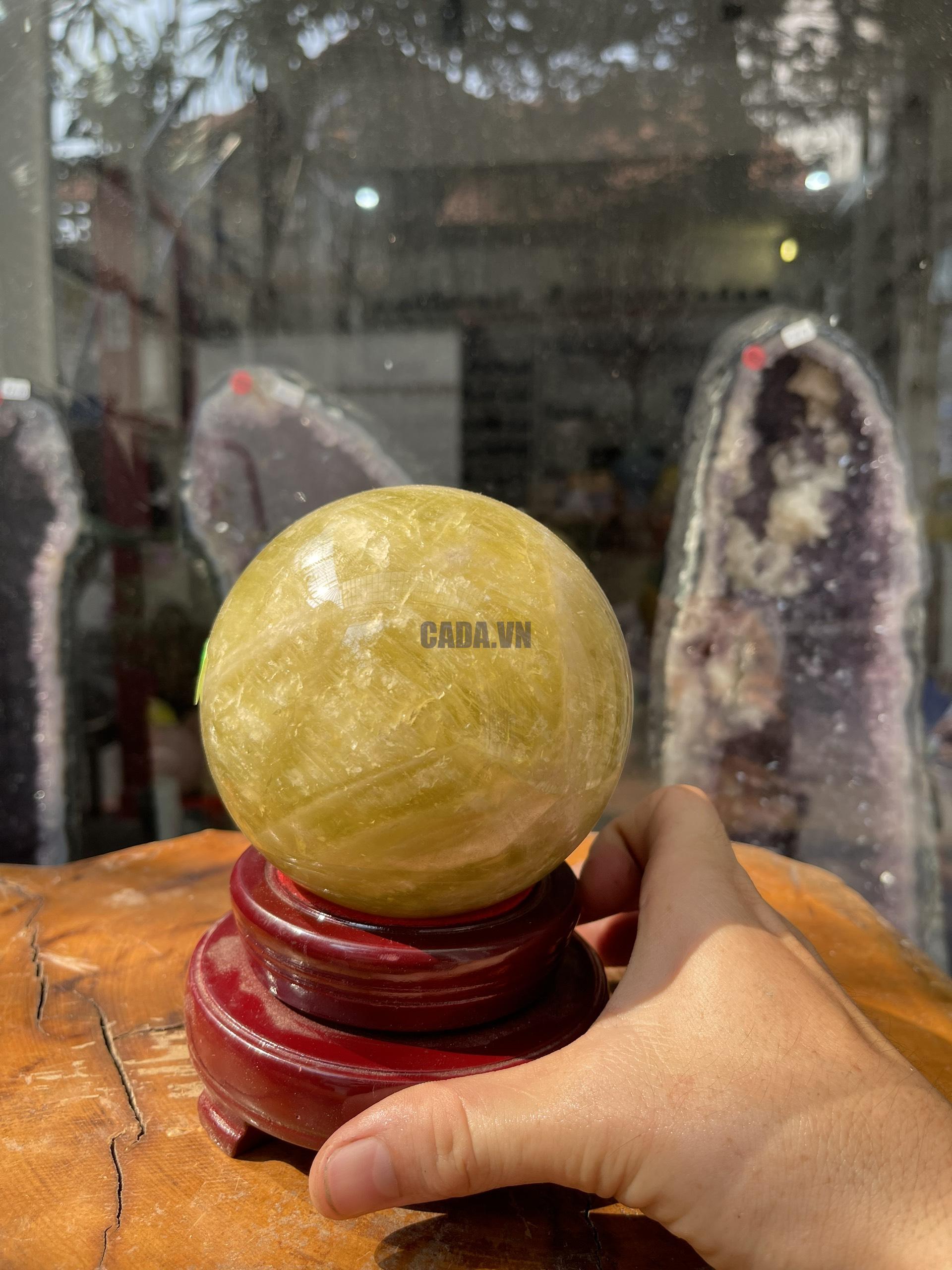 Bi cầu Thạch Anh Vàng - Citrine Sphere (BV36), ĐK: 10.3CM, KL: 1.71KG