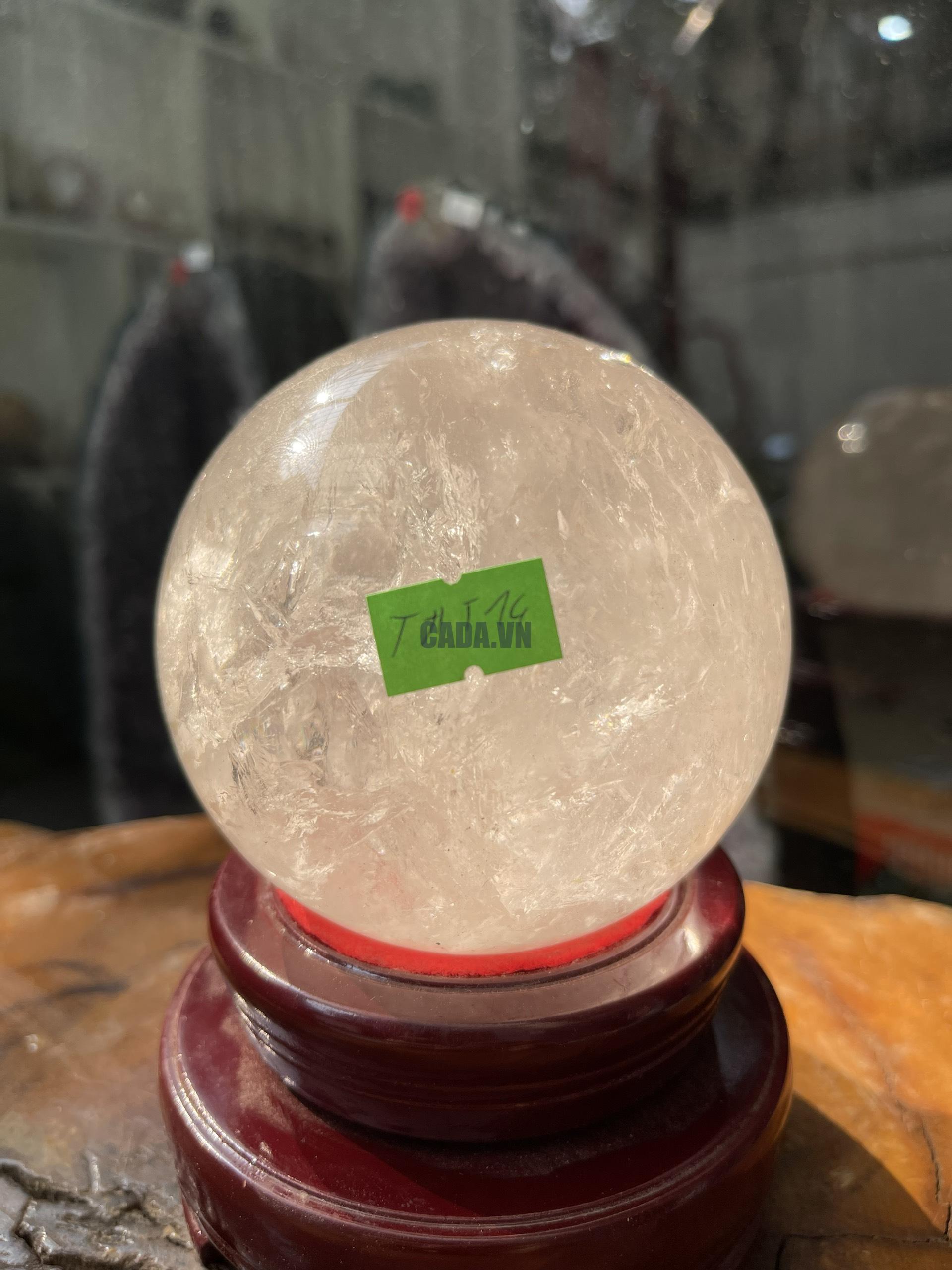 Bi cầu Thạch Anh Trắng - Clear Quartz Sphere (TAT14), ĐK: 9.55CM, KL: 1.296KG