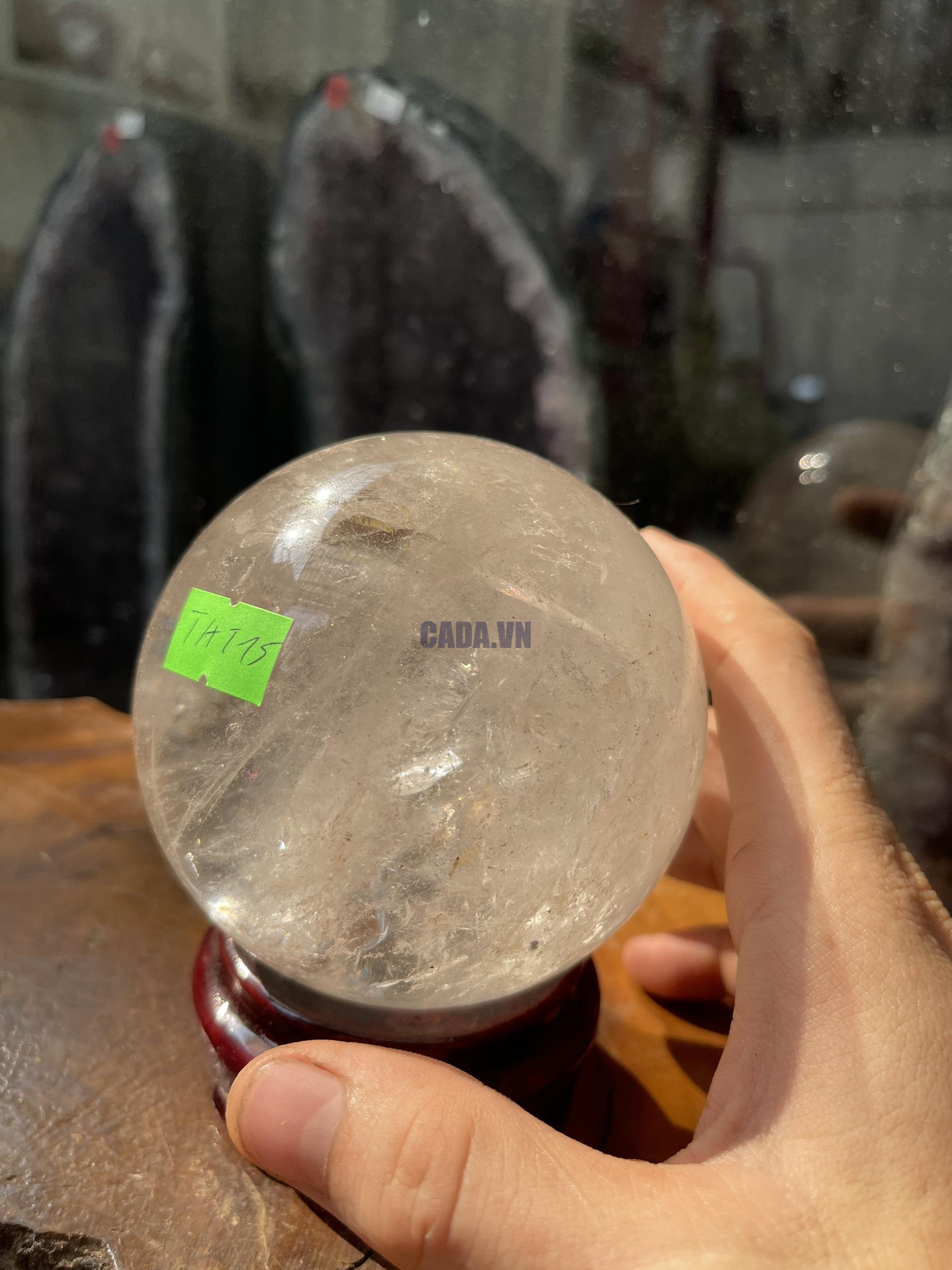 Bi cầu Thạch Anh Trắng - Clear Quartz Sphere (TAT15), ĐK: 9.16CM, KL: 1.134KG